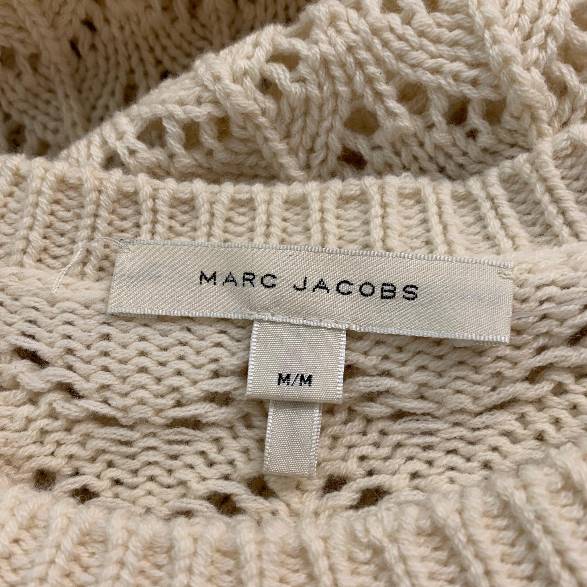MARC JACOBS Size M Cream Gold Wool Cashmere Payettes Sweater For Sale 1
