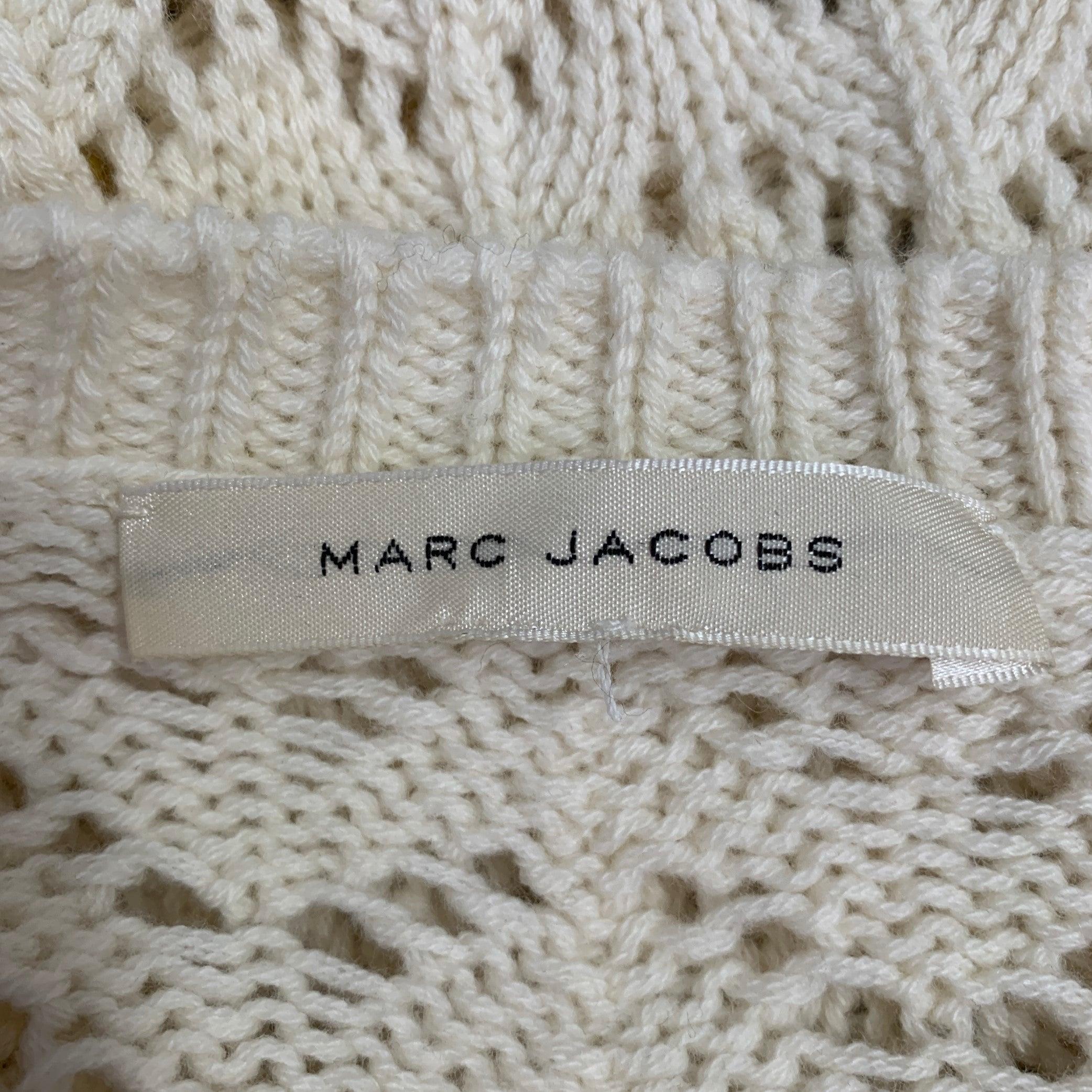 MARC JACOBS Size M Cream Gold Wool Cashmere Payettes Sweater For Sale 2