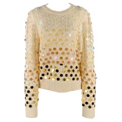 MARC JACOBS Maglione Payettes in lana e cachemire color oro crema taglia M
