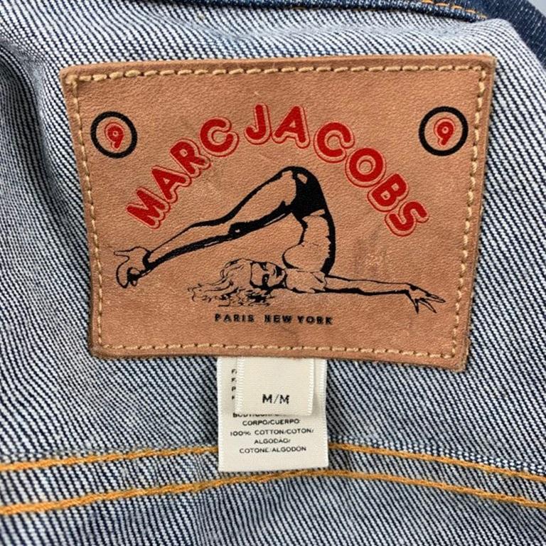 MARC JACOBS Size M Indigo Denim Contrast Stitch Cropped Jacket For Sale 2