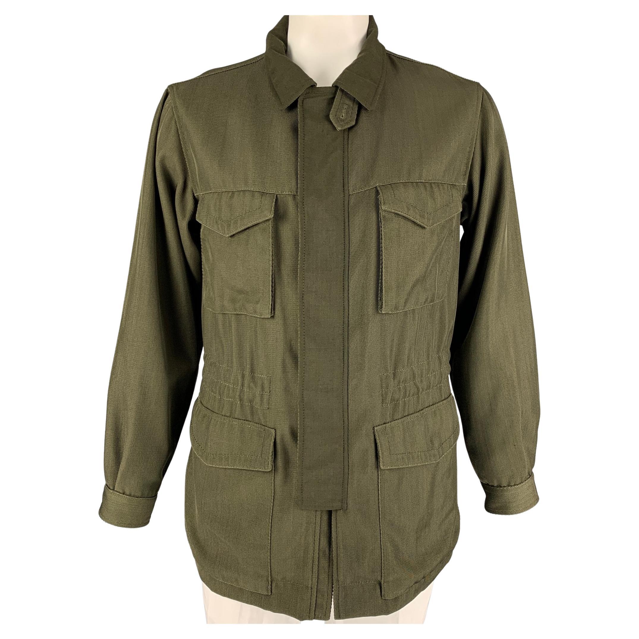 Olive Green Polyamide Utility Jacket 