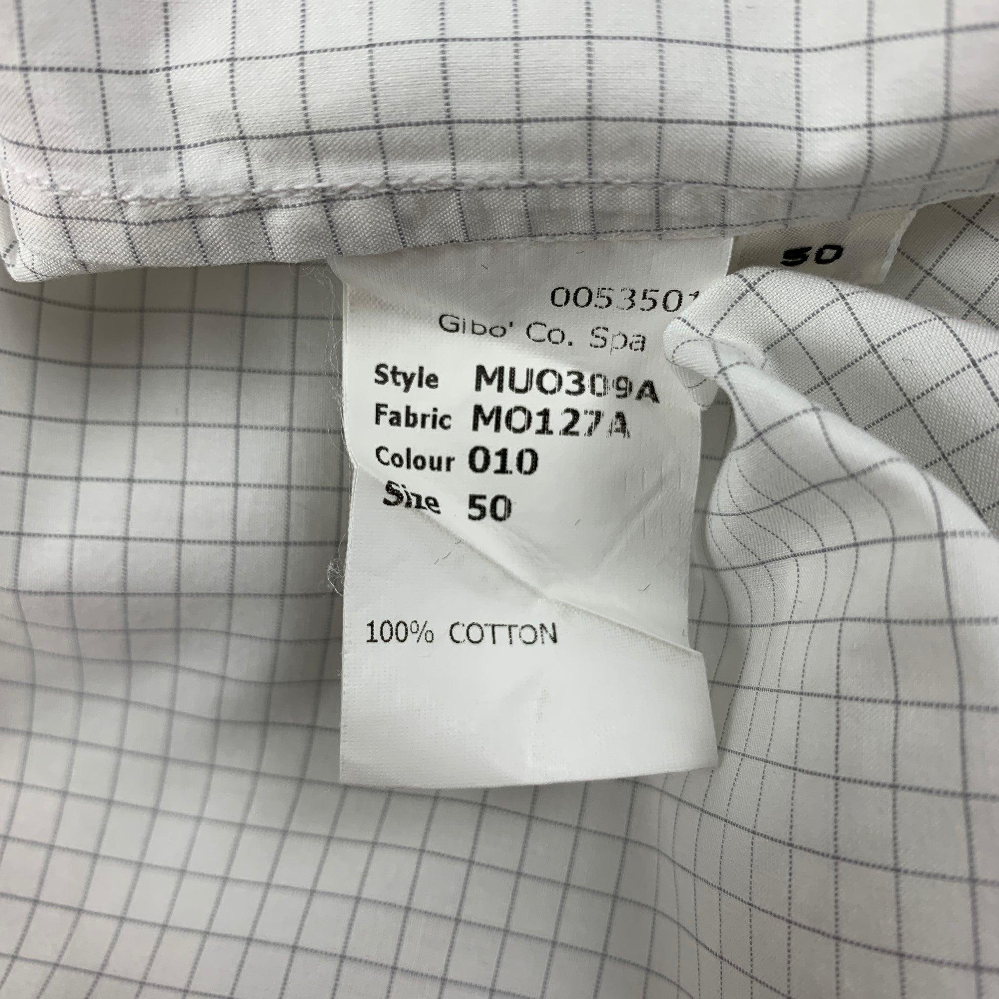 Men's MARC JACOBS Size M White Window Pane Cotton Button Up Short Sleeve Shirt