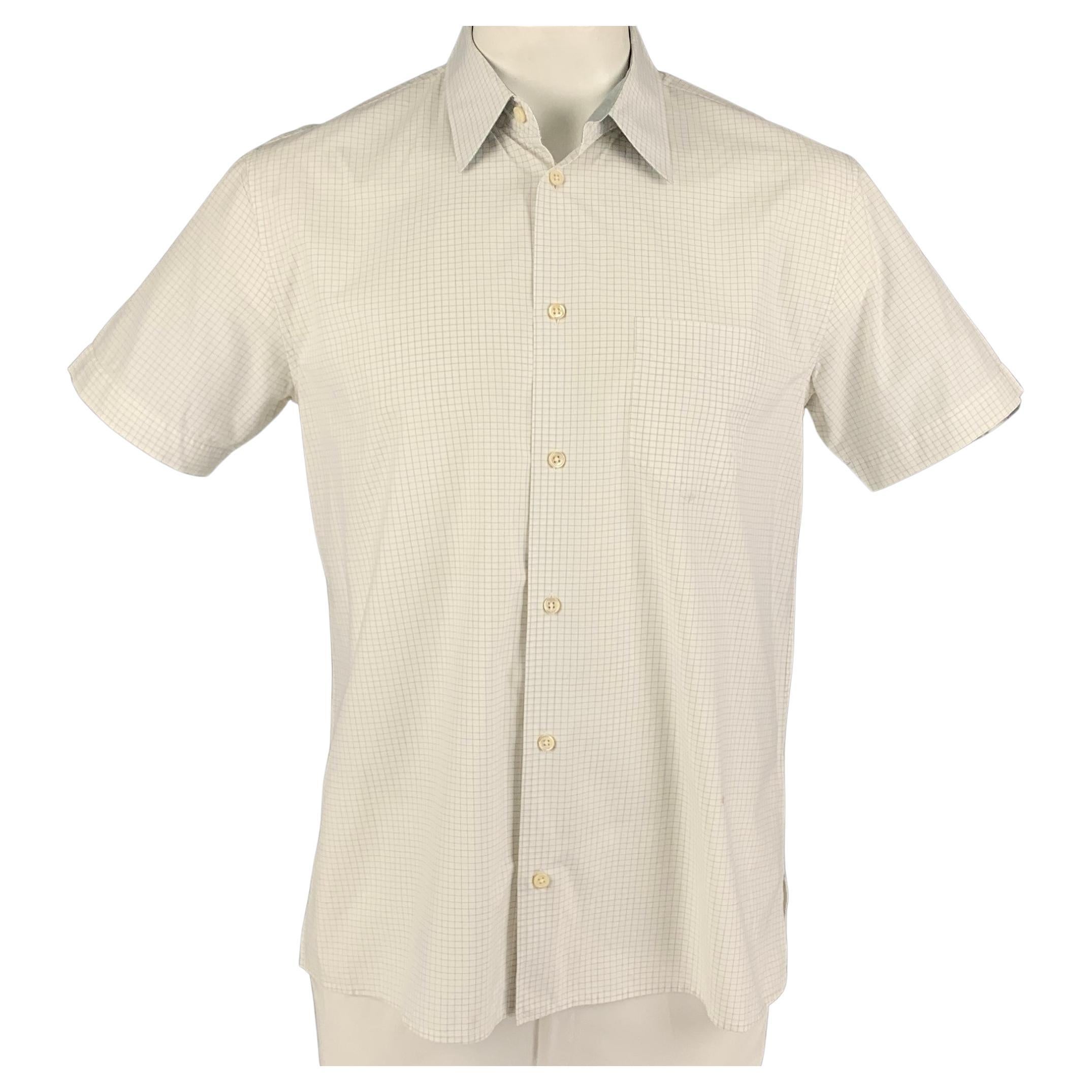 MARC JACOBS Size M White Window Pane Cotton Button Up Short Sleeve Shirt