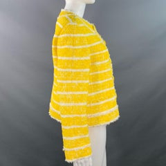 MARC JACOBS Size M Yellow White Boucle Stripe Snaps Jacket Blazer