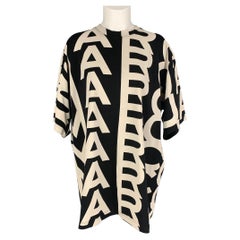 MARC JACOBS Size One Size Black White Cotton Monogram Oversized Shirt