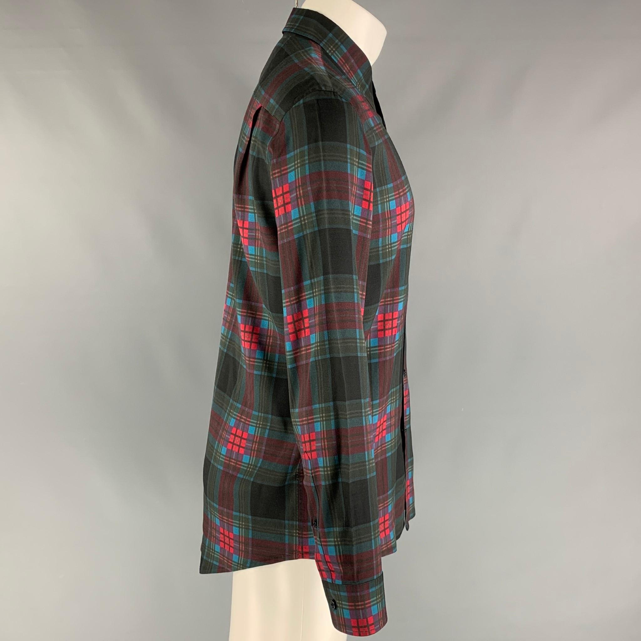 MARC JACOBS Size S Black Multi-color Plaid Viscose Button Up Long Sleeve Shirt In Excellent Condition In San Francisco, CA