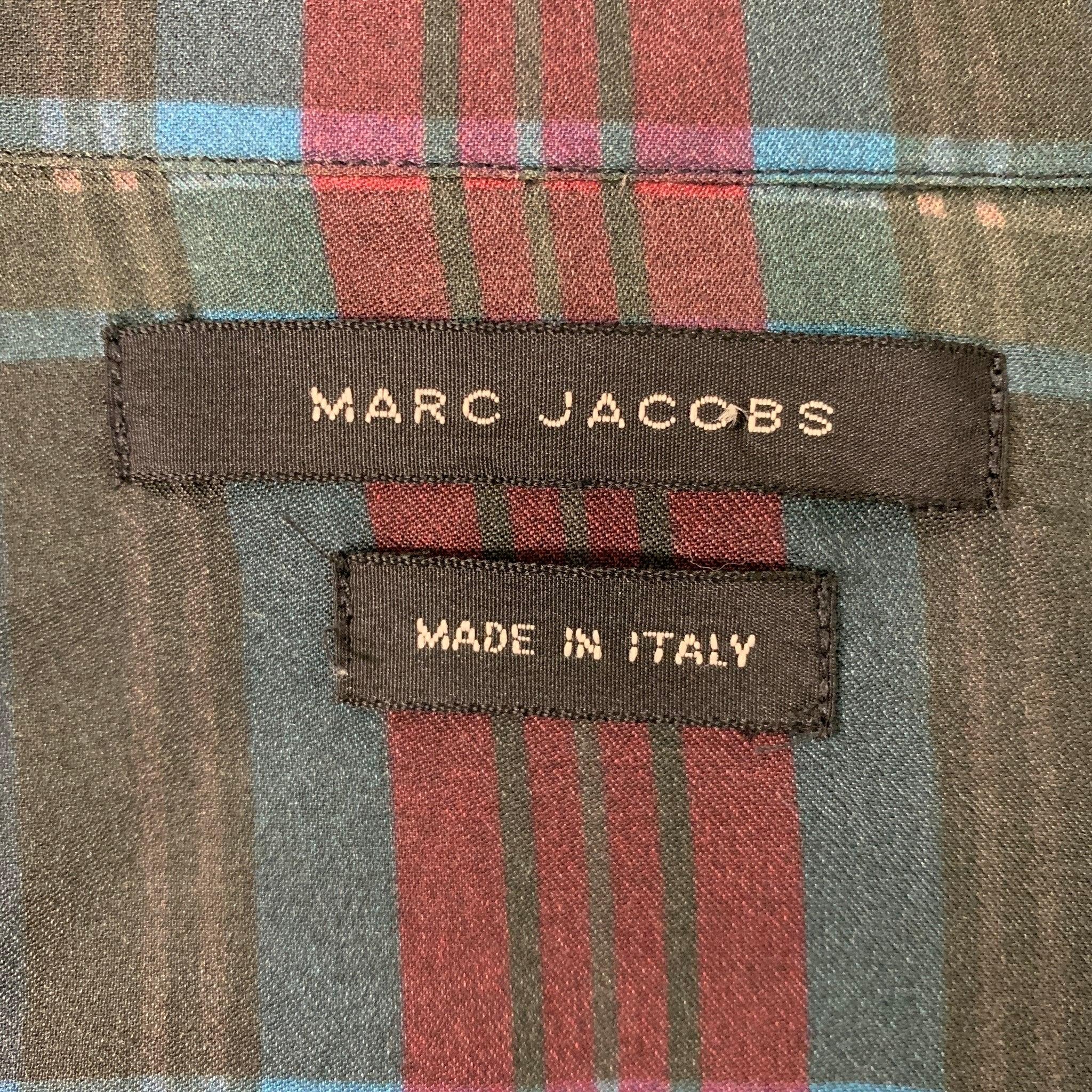 Men's MARC JACOBS Size S Black Multicolour Plaid Viscose Button Up Long Sleeve Shirt