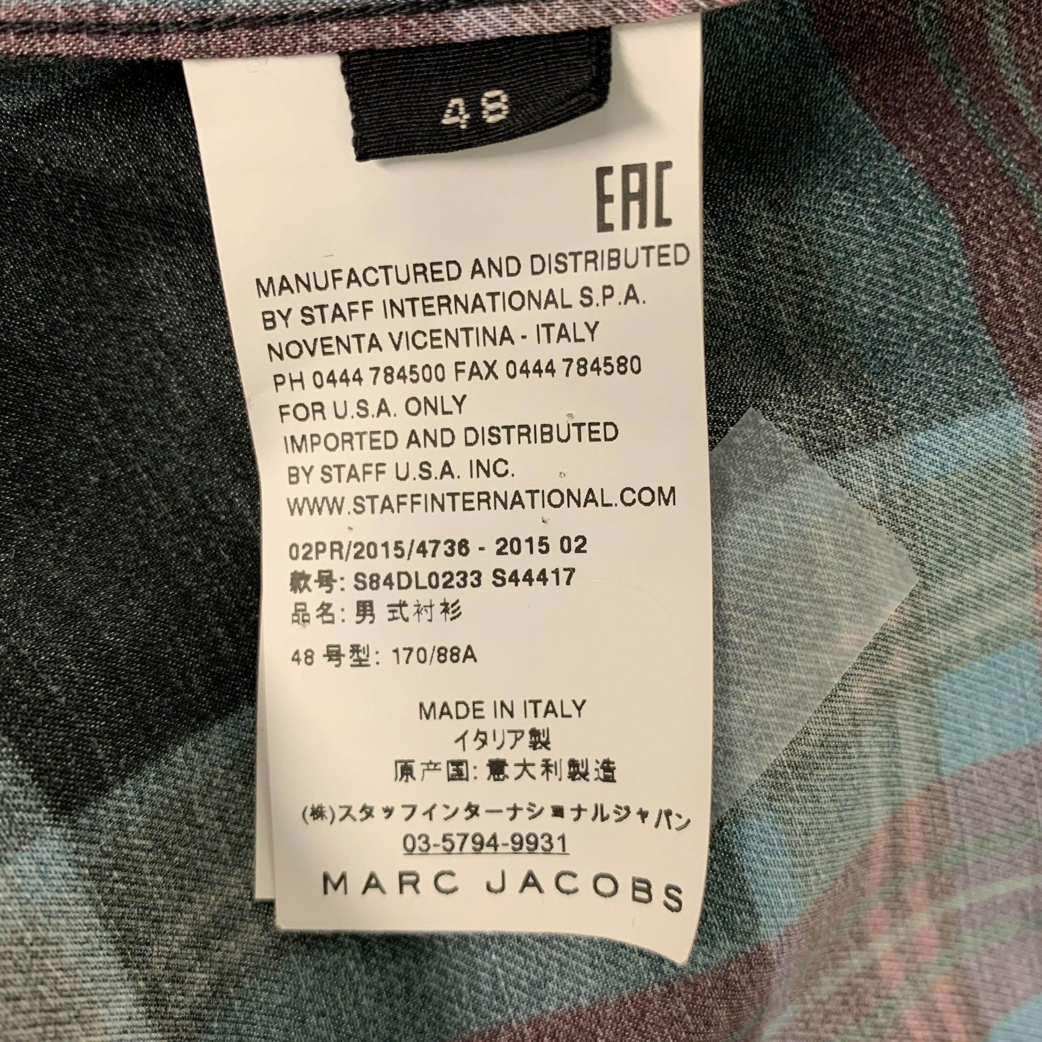 MARC JACOBS Taille S - Chemise à manches longues en viscose à carreaux noirs et multicolores boutonnée en vente 1