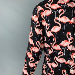 MARC JACOBS Size S Black Pink Print Viscose Button Up Long Sleeve Shirt