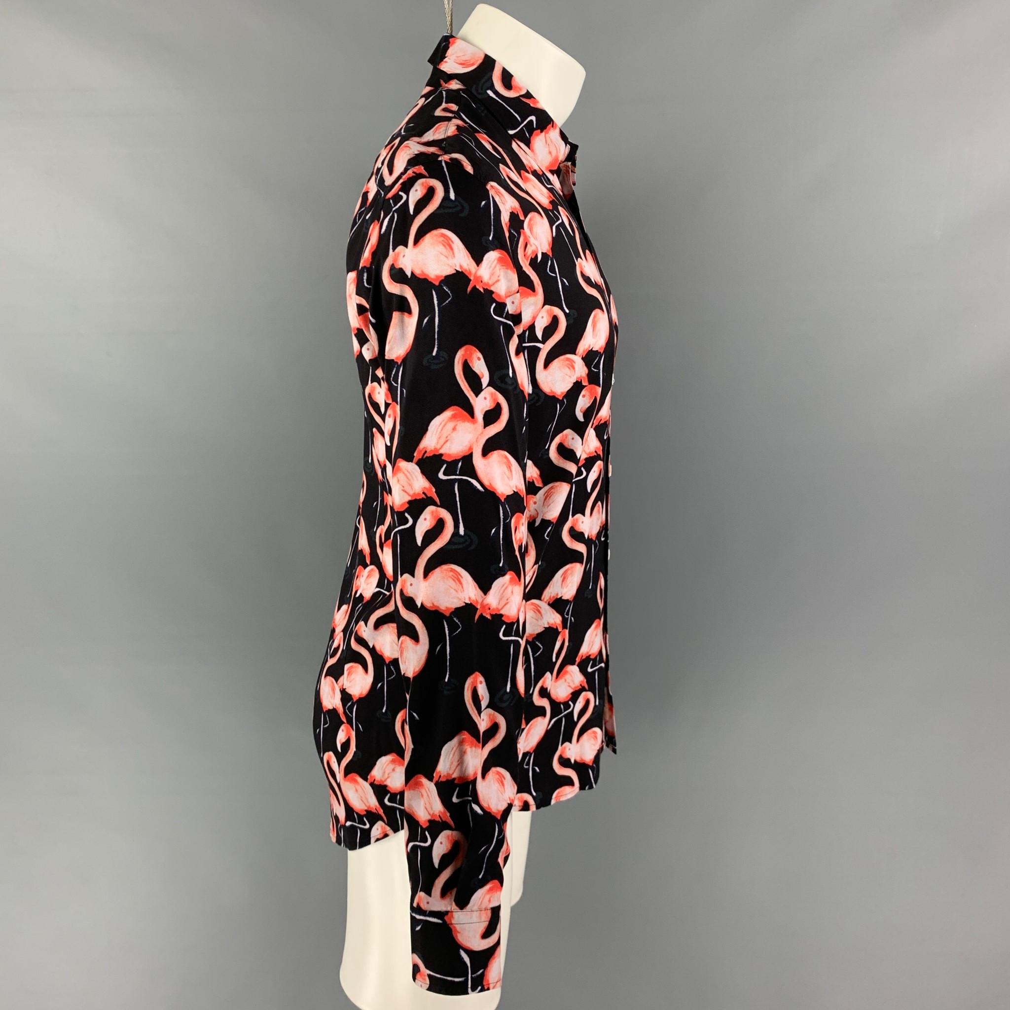 MARC JACOBS Size S Black Pink Print Viscose Button Up Long Sleeve Shirt In Excellent Condition In San Francisco, CA