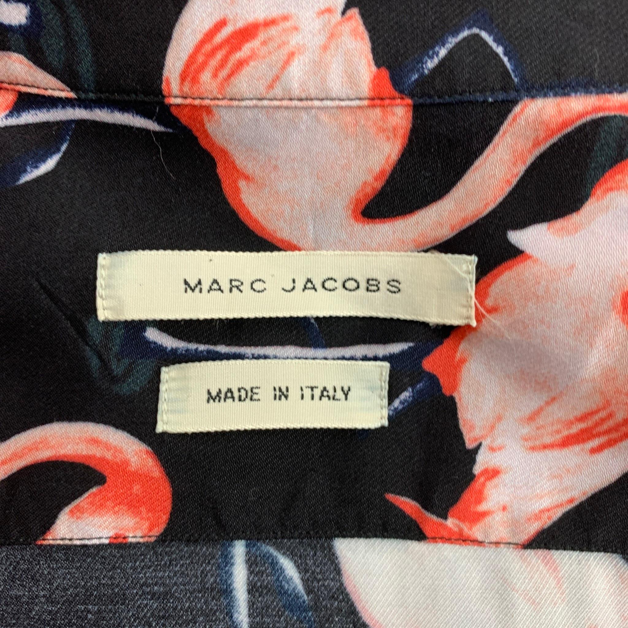 MARC JACOBS Size S Black Pink Print Viscose Button Up Long Sleeve Shirt 3
