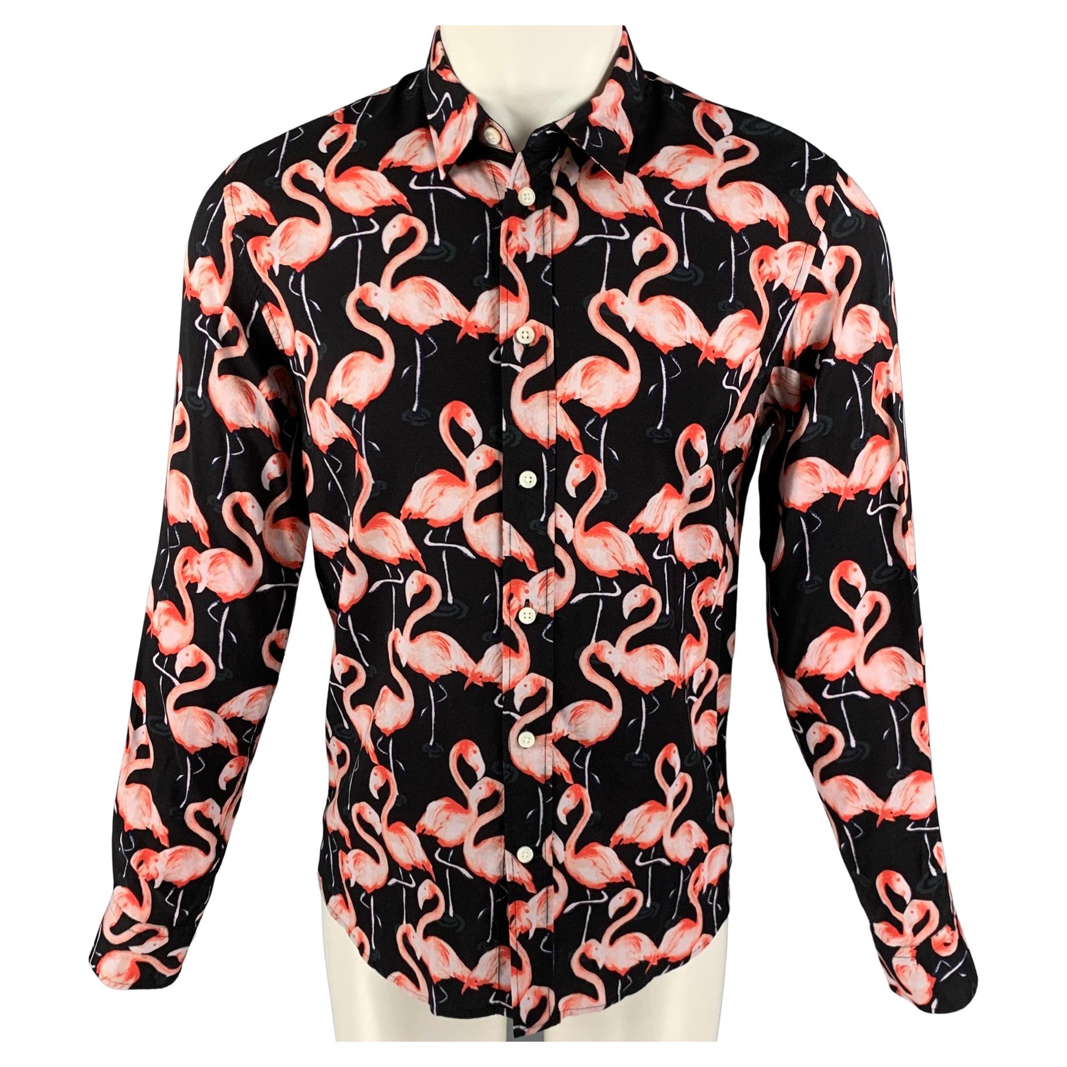 MARC JACOBS Size S Black Pink Print Viscose Button Up Long Sleeve Shirt
