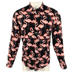 Antique MARC JACOBS Size S Black Pink Print Viscose Button Up Long Sleeve Shirt