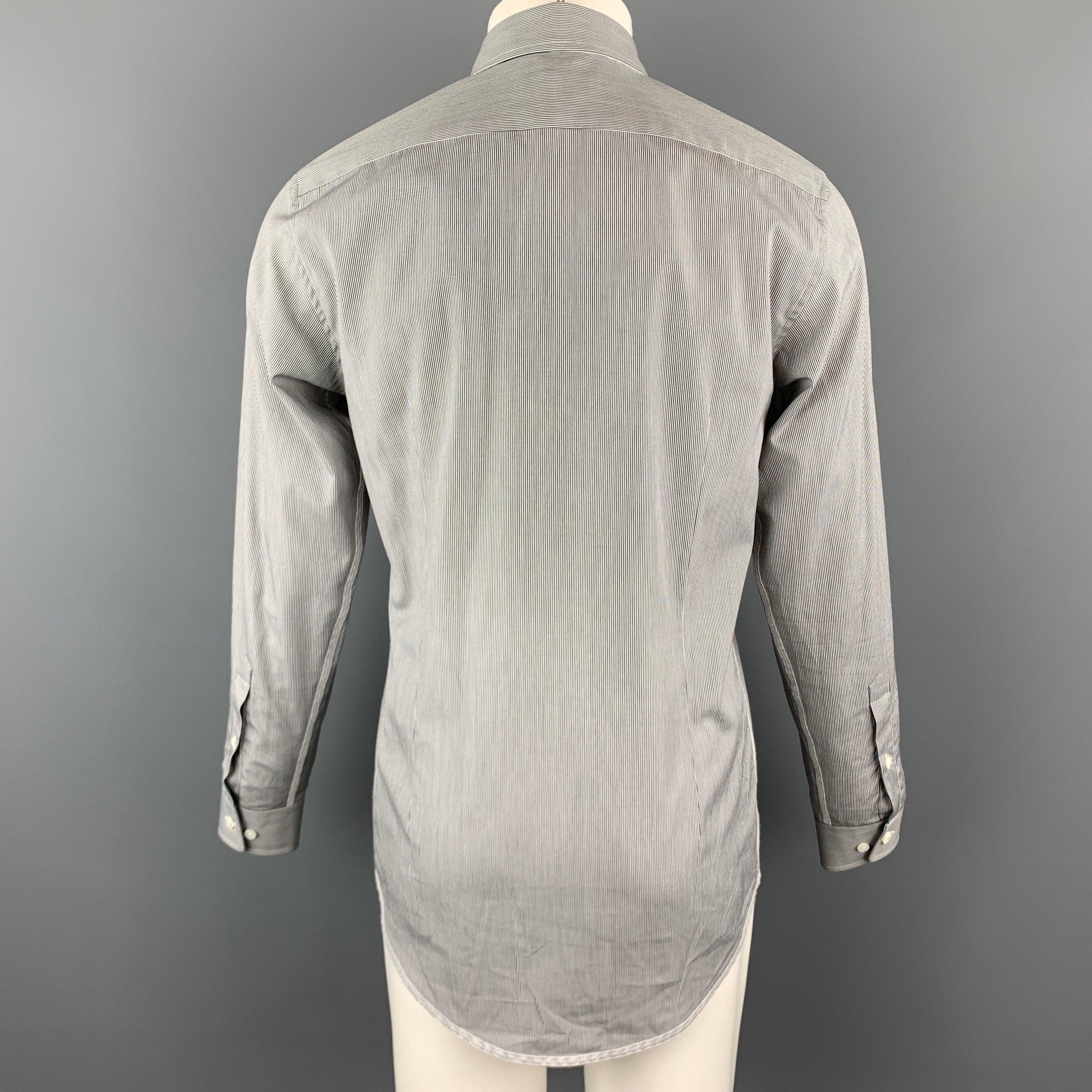 Men's MARC JACOBS Size S Black & White Pinstripe Cotton Long Sleeve Shirt For Sale