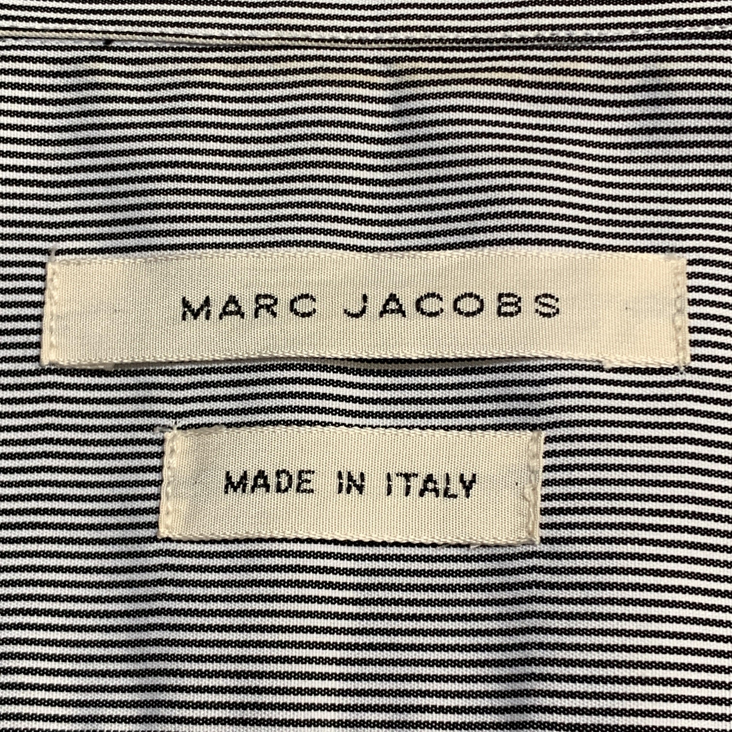 MARC JACOBS Size S Black & White Pinstripe Cotton Long Sleeve Shirt For Sale 2
