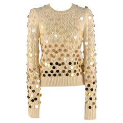 MARC JACOBS Größe S Pullover aus Wolle und Kaschmir mit Payettes in Creme und Gold