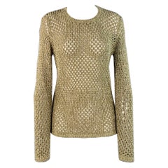 MARC JACOBS Size S Gold Nylon Metallic Knit Crew Neck Pullover