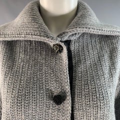 MARC JACOBS Size S Grey Cashmere / Wool Knitted Snaps Jacket