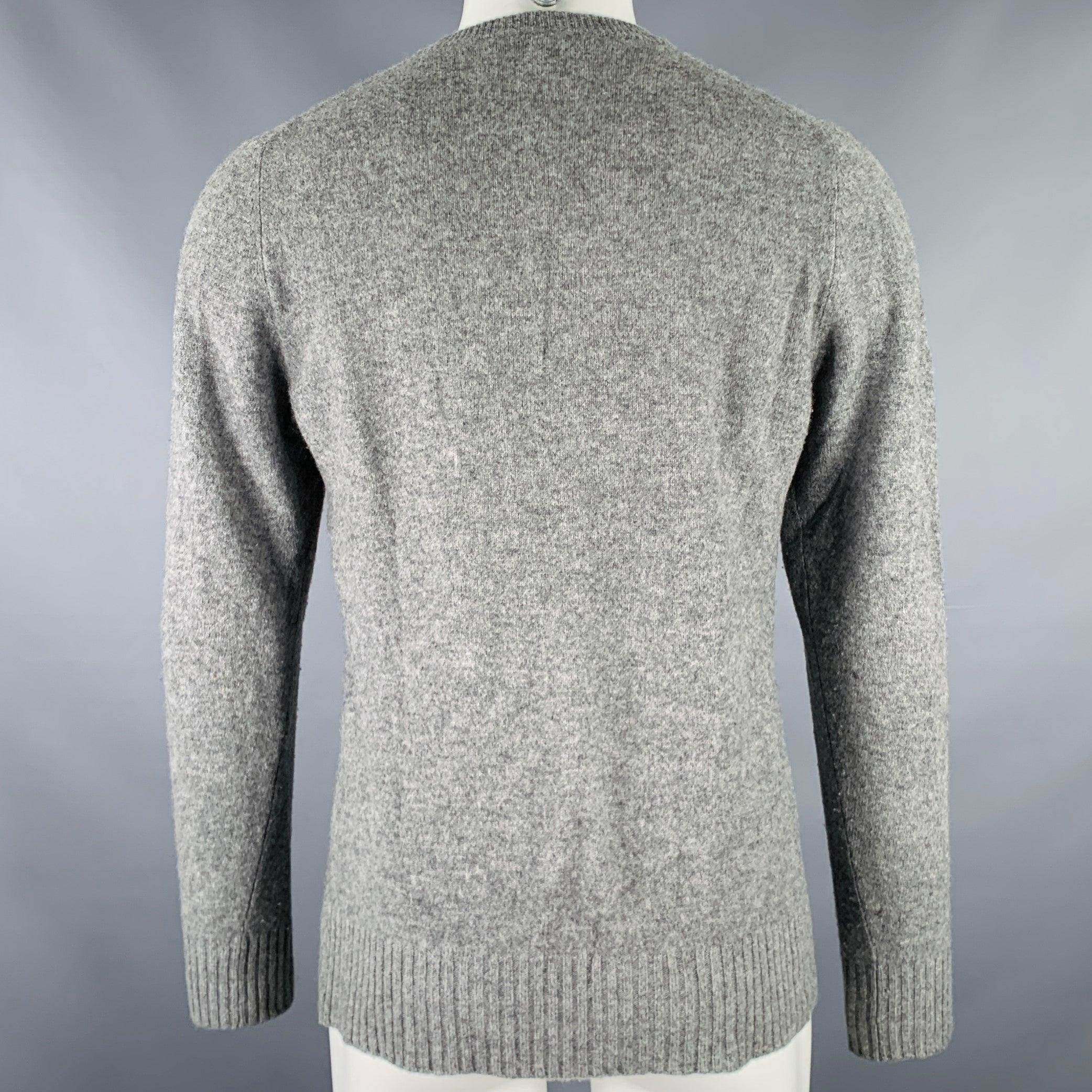 Gray MARC JACOBS Size S Grey Heather Knit Wool Cashmere V-Neck Sweater For Sale