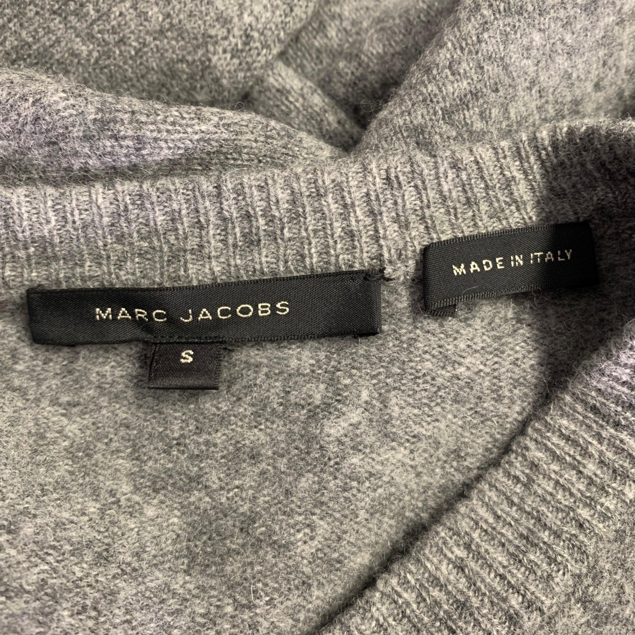 MARC JACOBS Size S Grey Heather Knit Wool Cashmere V-Neck Sweater In Good Condition For Sale In San Francisco, CA