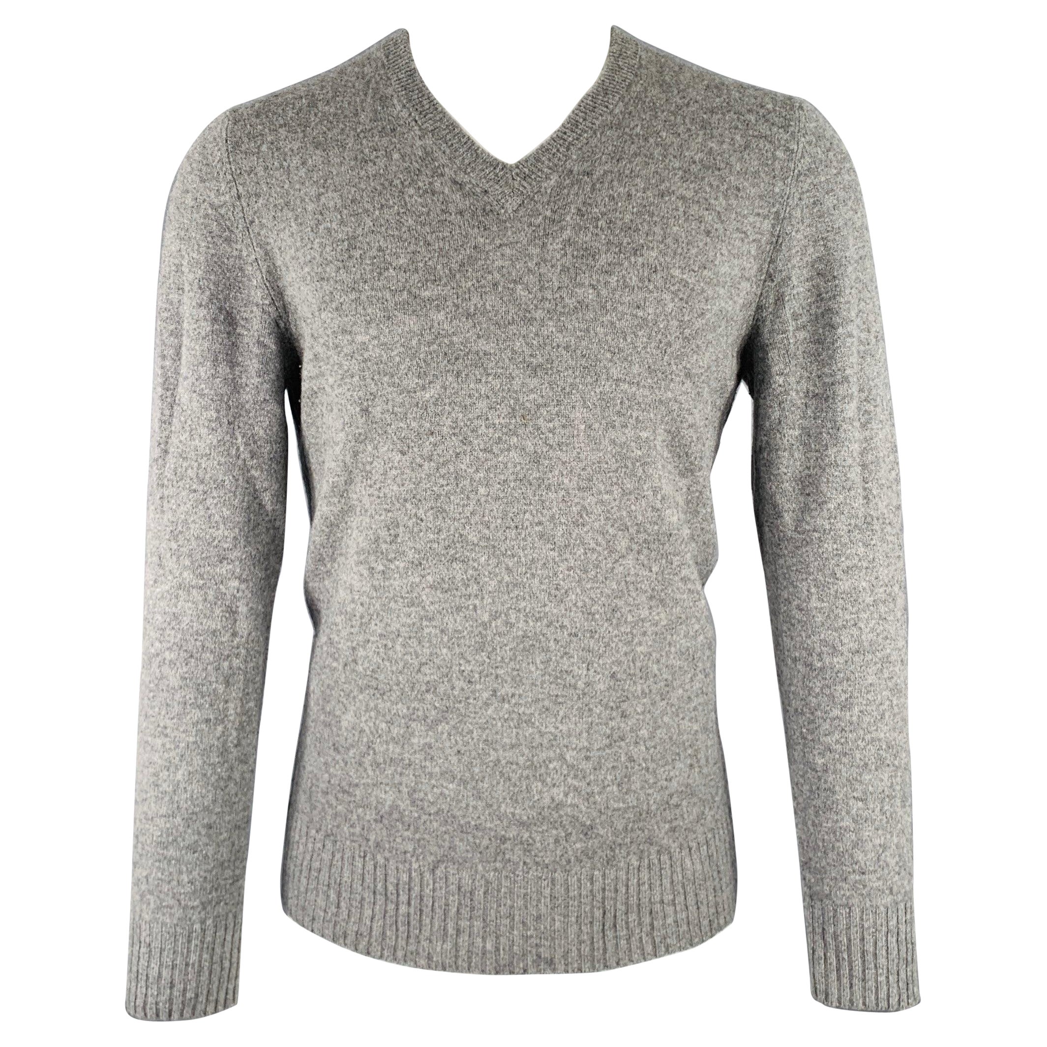 MARC JACOBS Size S Grey Heather Knit Wool Cashmere V-Neck Sweater