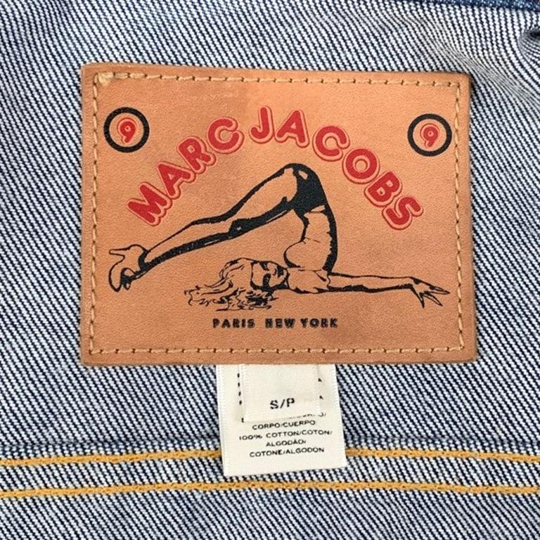 MARC JACOBS Size S Indigo Denim Contrast Stitch Pin Charms Sequin Mermaid Jacket For Sale 2