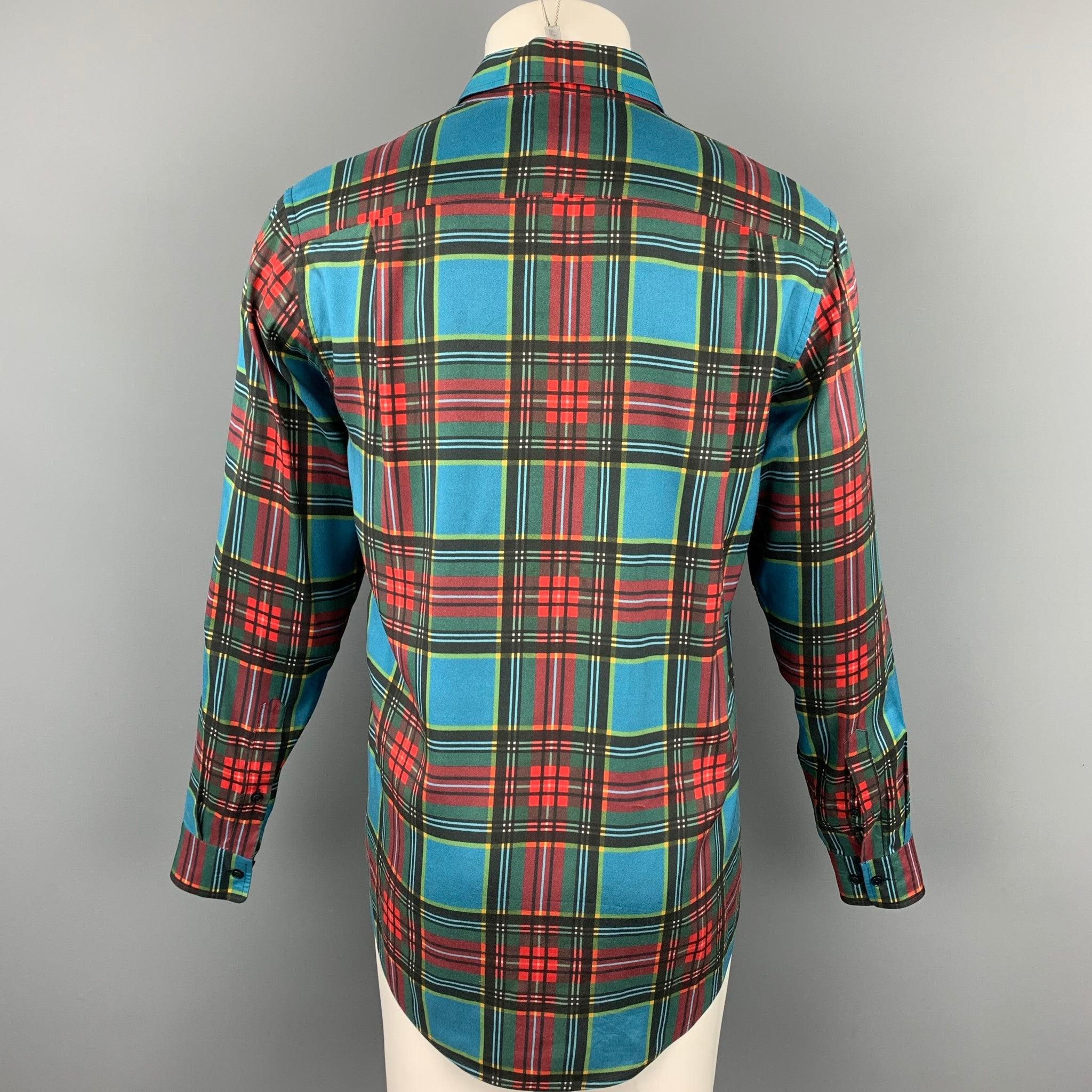 Black MARC JACOBS Size S Multi-Color Plaid Viscose Button Up Long Sleeve Shirt For Sale