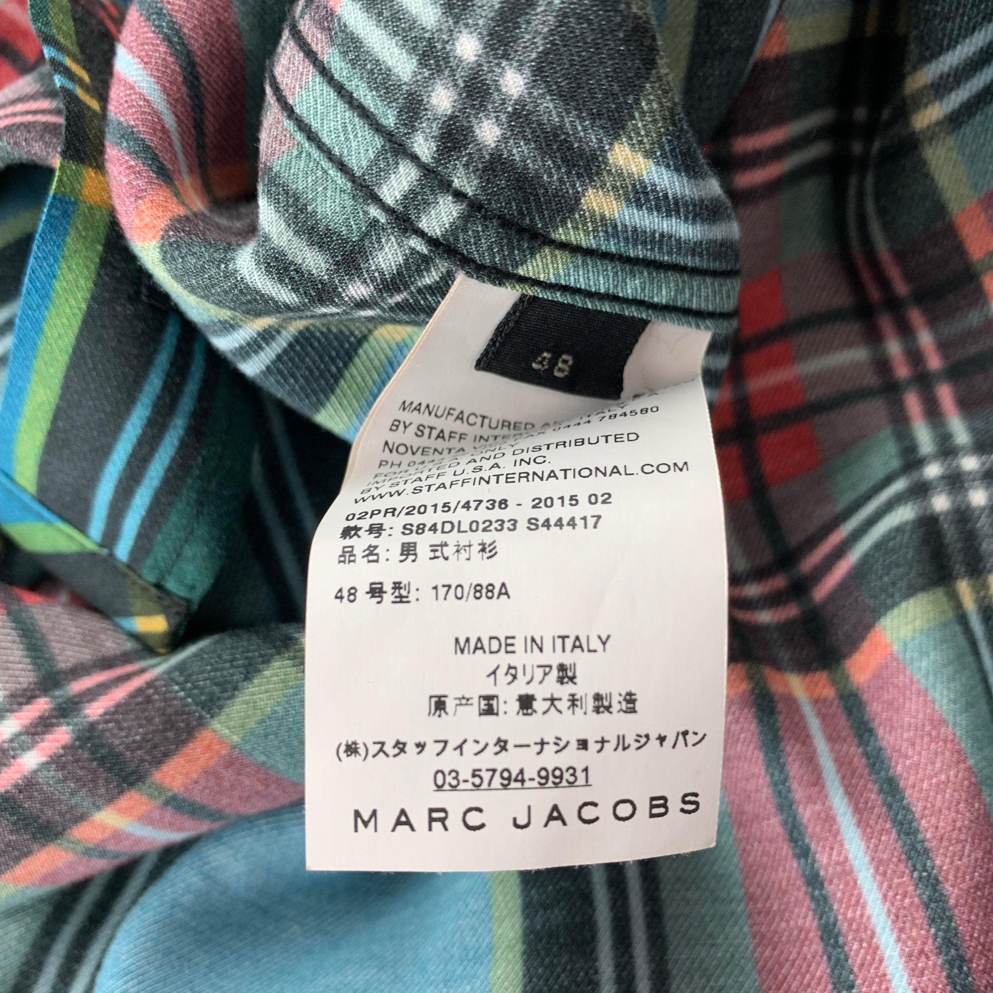 MARC JACOBS Size S Multi-Color Plaid Viscose Button Up Long Sleeve Shirt In Good Condition For Sale In San Francisco, CA