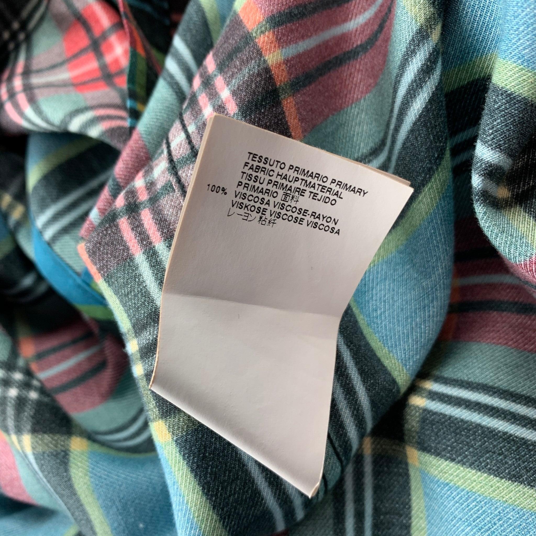 Men's MARC JACOBS Size S Multi-Color Plaid Viscose Button Up Long Sleeve Shirt For Sale