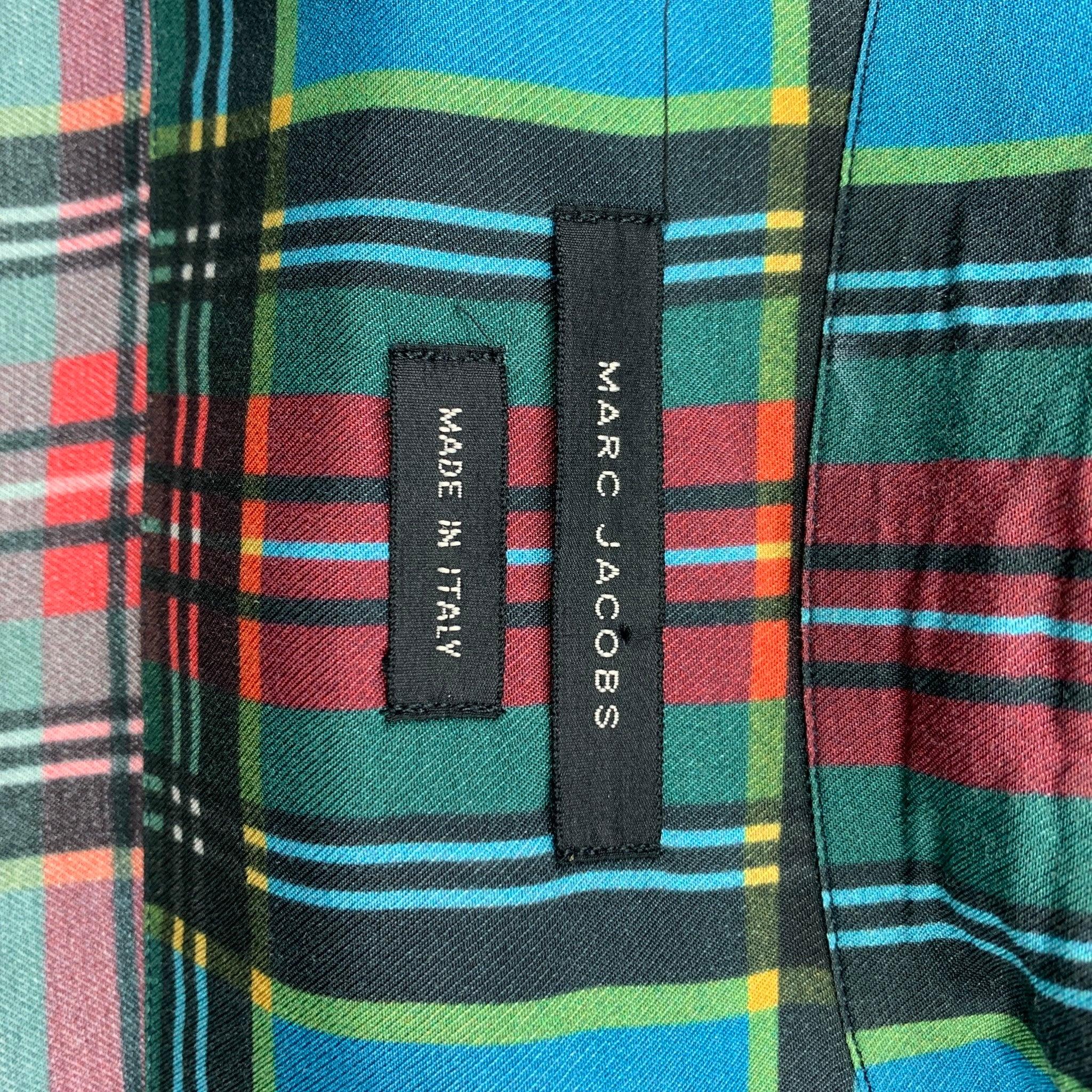 MARC JACOBS Size S Multi-Color Plaid Viscose Button Up Long Sleeve Shirt For Sale 1