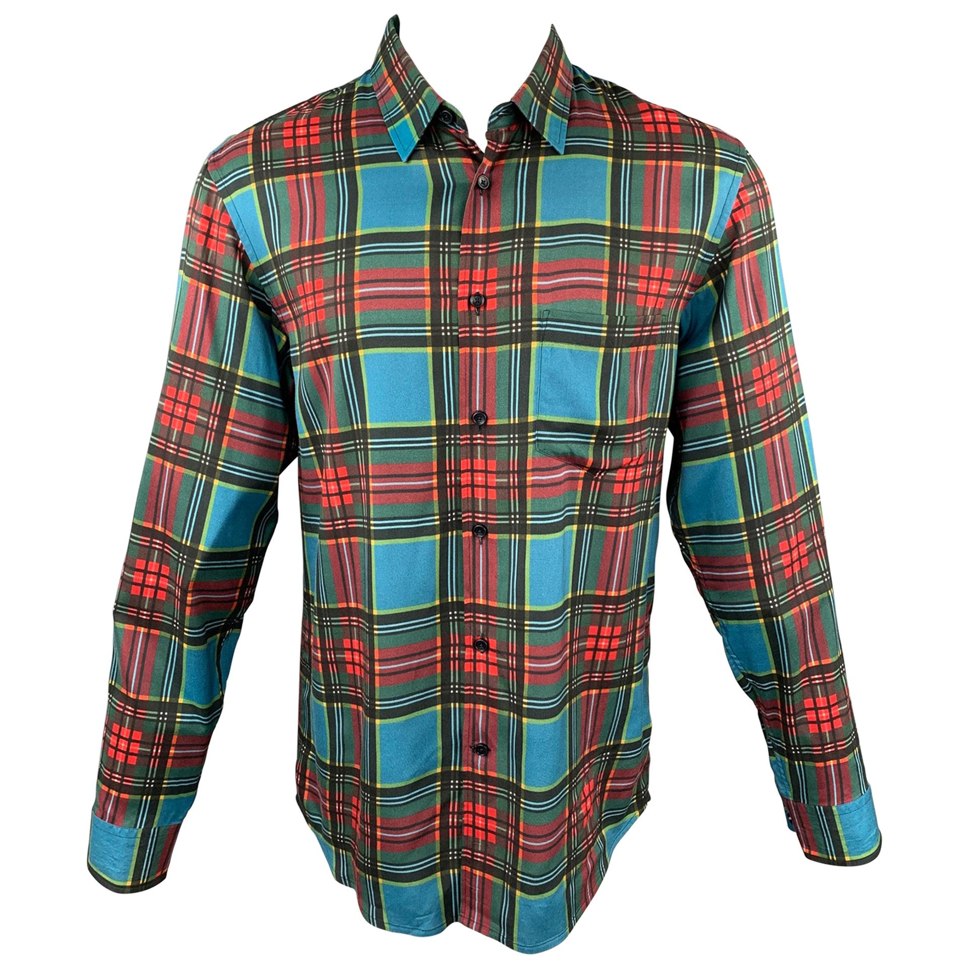 MARC JACOBS Size S Multi-Color Plaid Viscose Button Up Long Sleeve Shirt