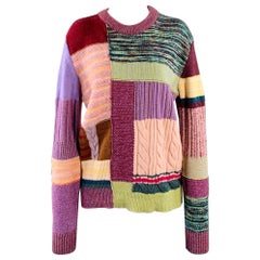 MARC JACOBS Size S Multi Color Wool Blend Patchwork Crew Neck Sweater