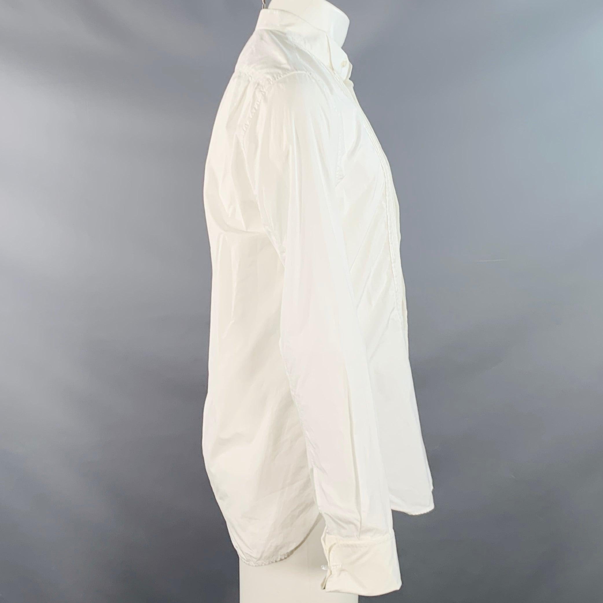 MARC JACOBS Size S White Cotton Wingtip Pleated Bib French Cuffs Tuxedo Long Sleeve Shirt In Good Condition For Sale In San Francisco, CA
