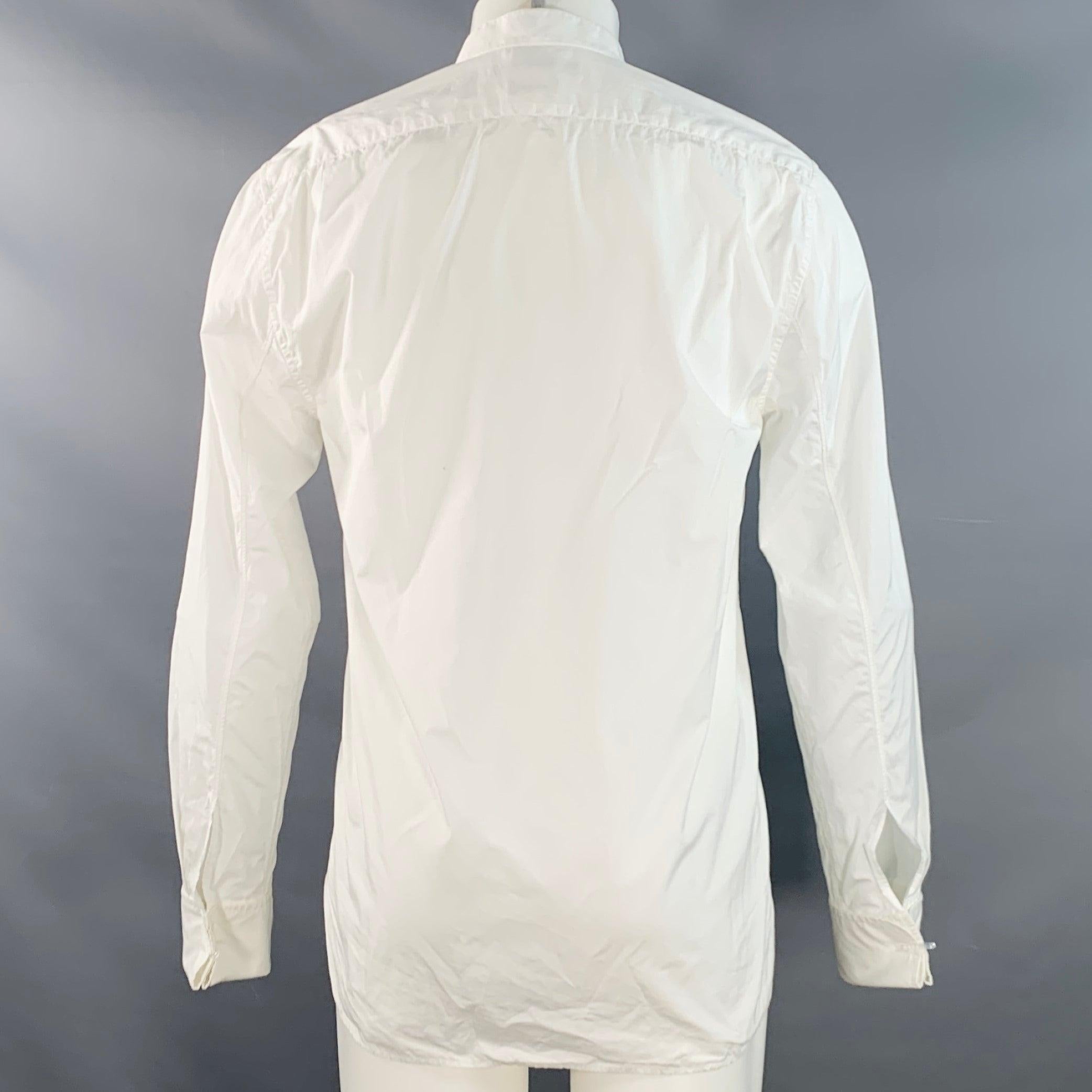Men's MARC JACOBS Size S White Cotton Wingtip Pleated Bib French Cuffs Tuxedo Long Sleeve Shirt For Sale