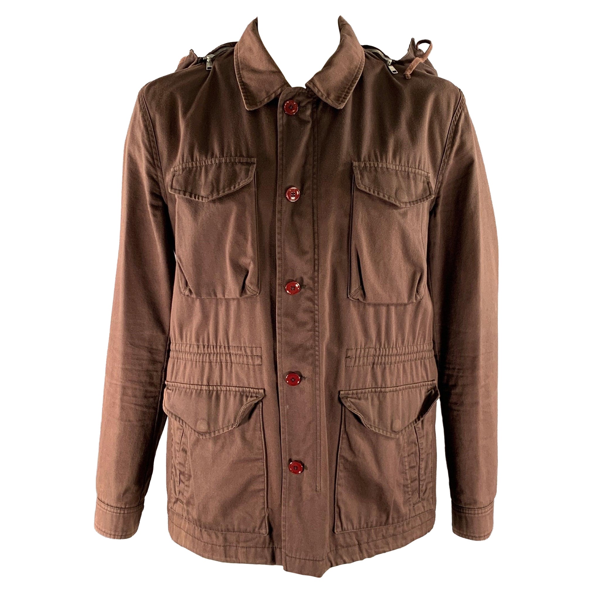 MARC JACOBS Talla XL Chaqueta utilitaria de algodón marrón en venta