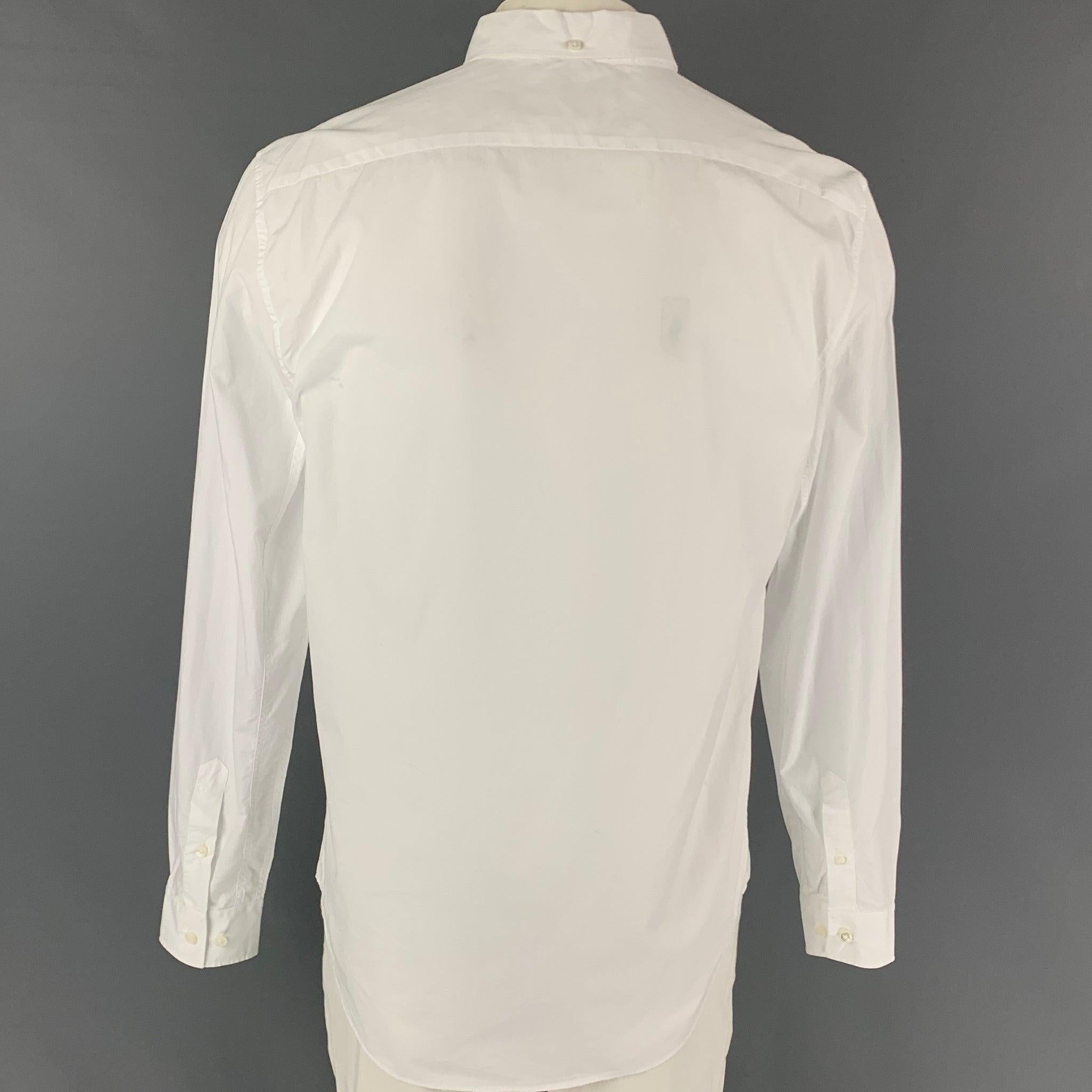 MARC JACOBS Size XL White Cotton Button Down Long Sleeve Shirt In Good Condition For Sale In San Francisco, CA