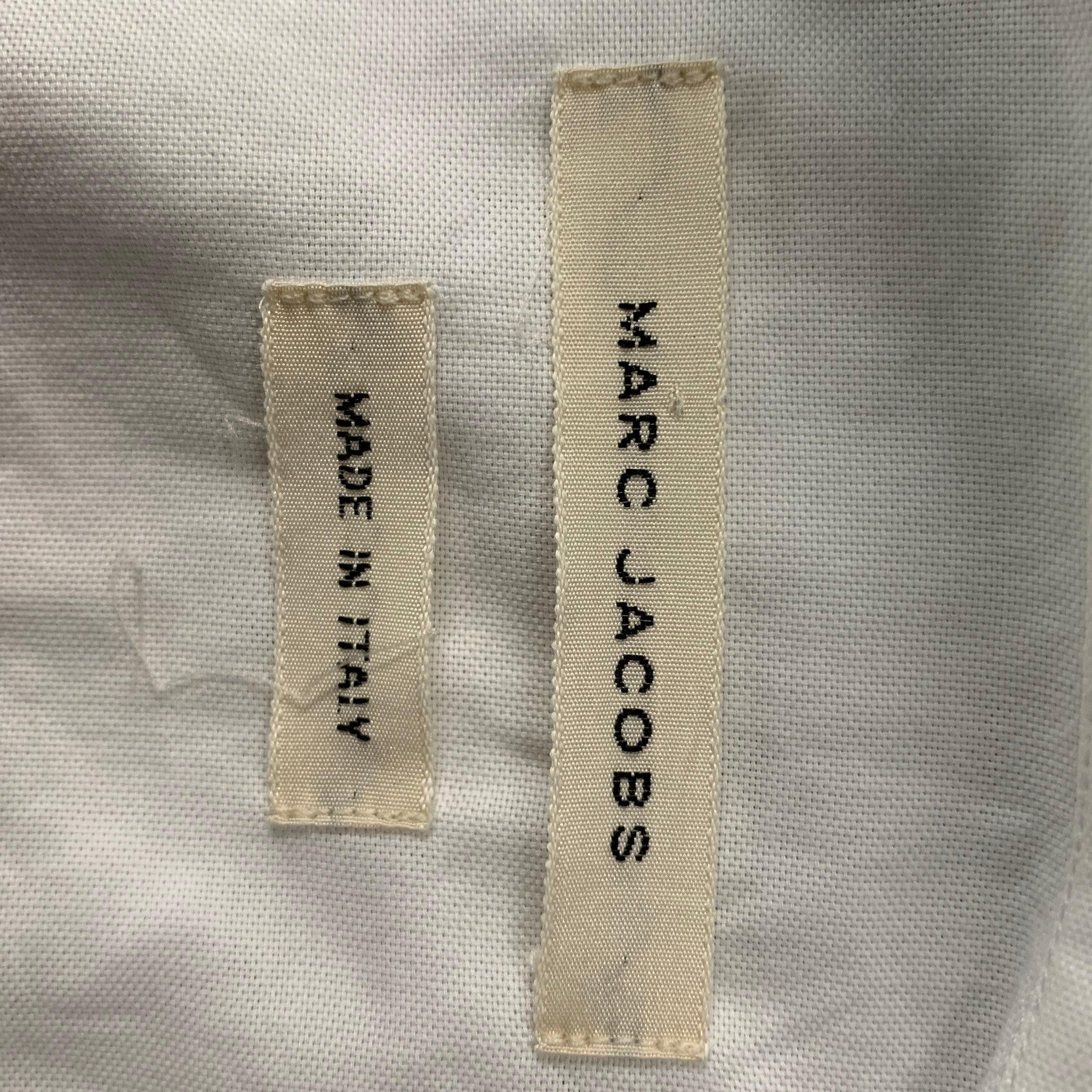 MARC JACOBS Size XL White Solid Cotton Button Up Long Sleeve Shirt In Excellent Condition For Sale In San Francisco, CA