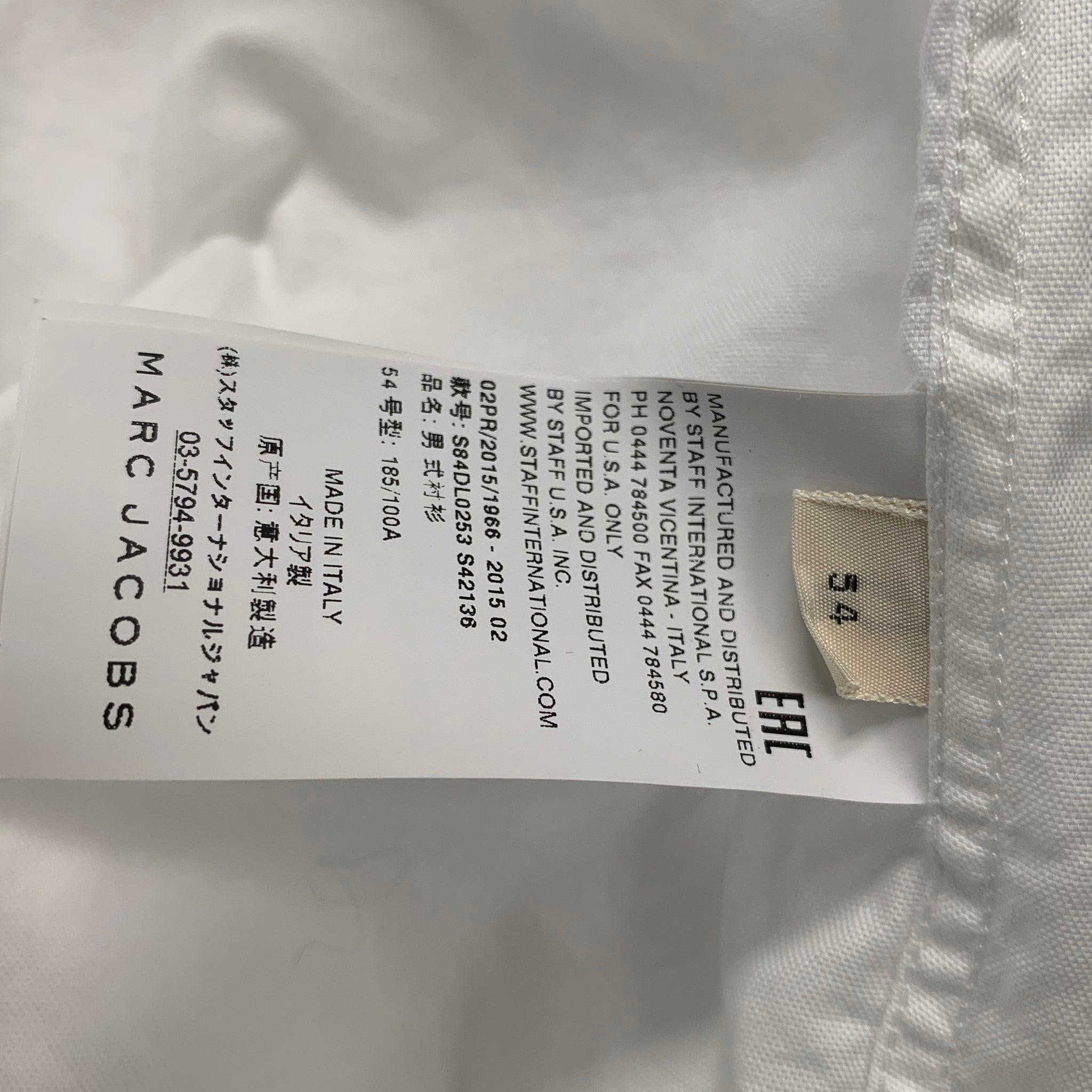 Men's MARC JACOBS Size XL White Solid Cotton Button Up Long Sleeve Shirt For Sale