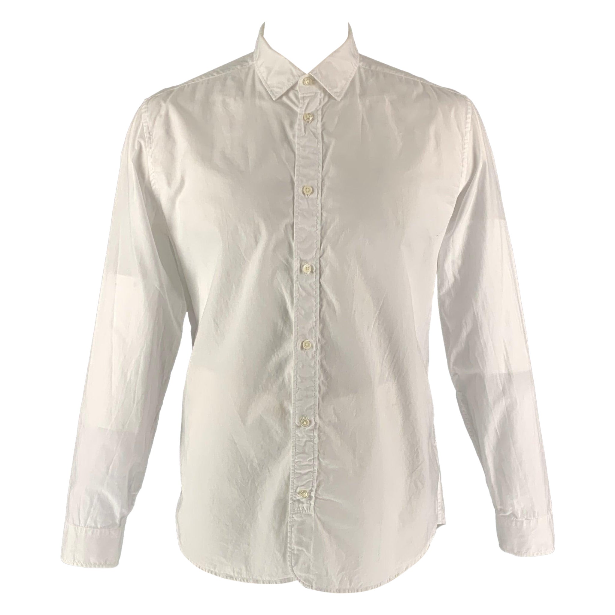 MARC JACOBS Size XL White Solid Cotton Button Up Long Sleeve Shirt