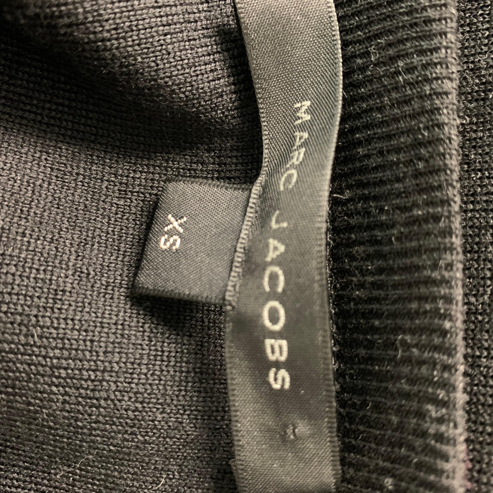 MARC JACOBS Size XS Black Applique Wool Blend Crew-Neck Pullover In Excellent Condition In San Francisco, CA