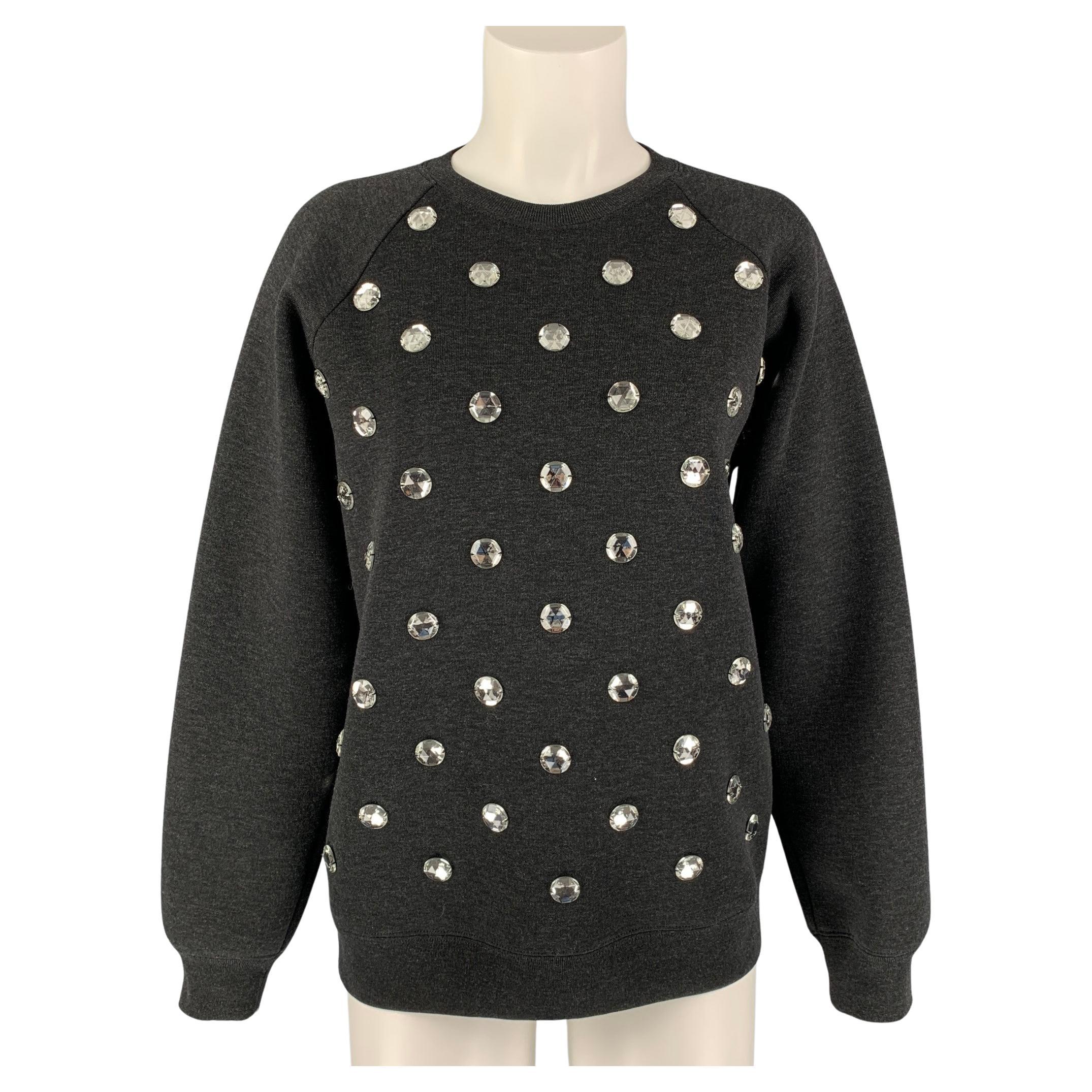 MARC JACOBS Size XS Black Applique Wool Blend Crew-Neck Pullover