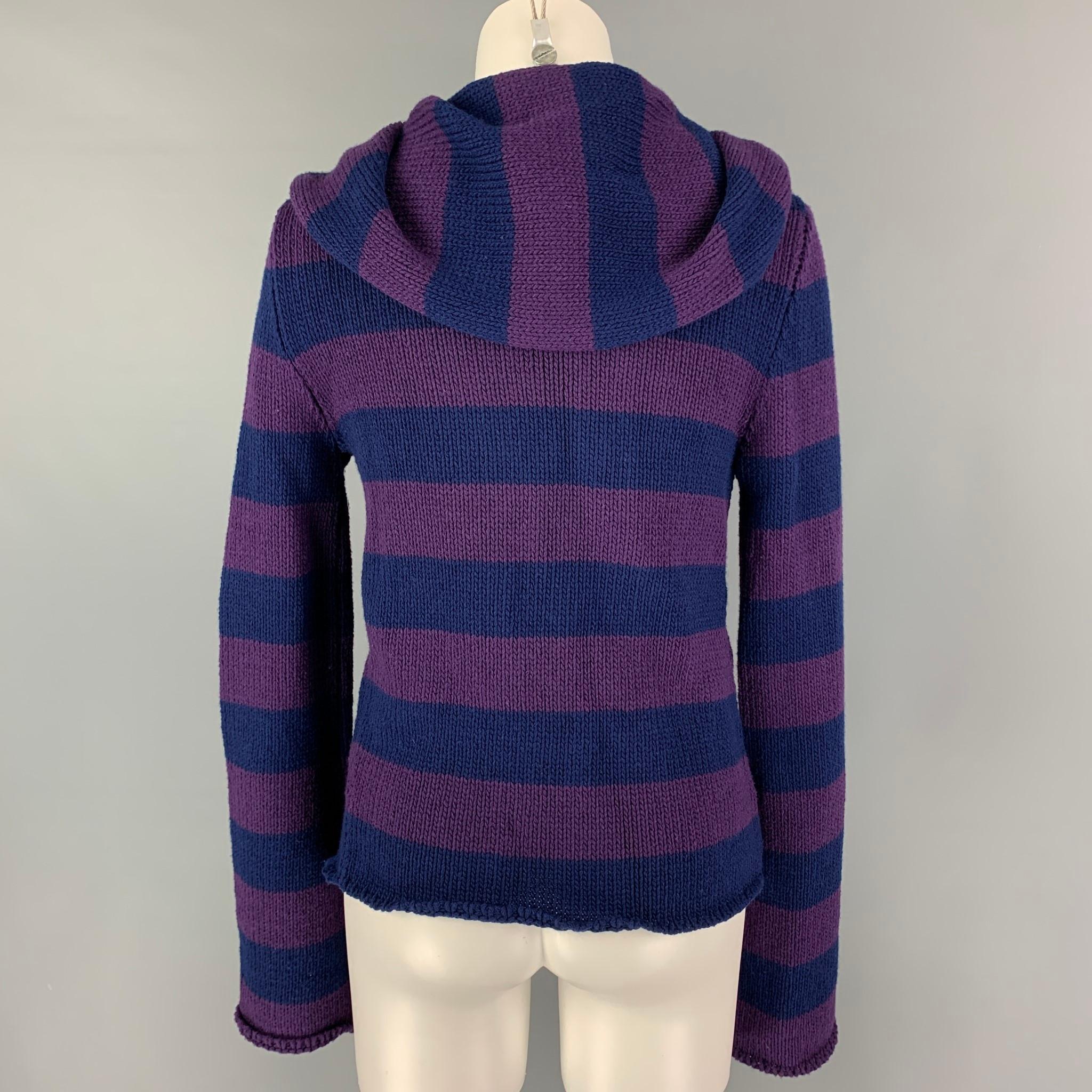 MARC JACOBS Size XS Blue Purple Wool Cashmere Stripe Cardigan In Good Condition In San Francisco, CA