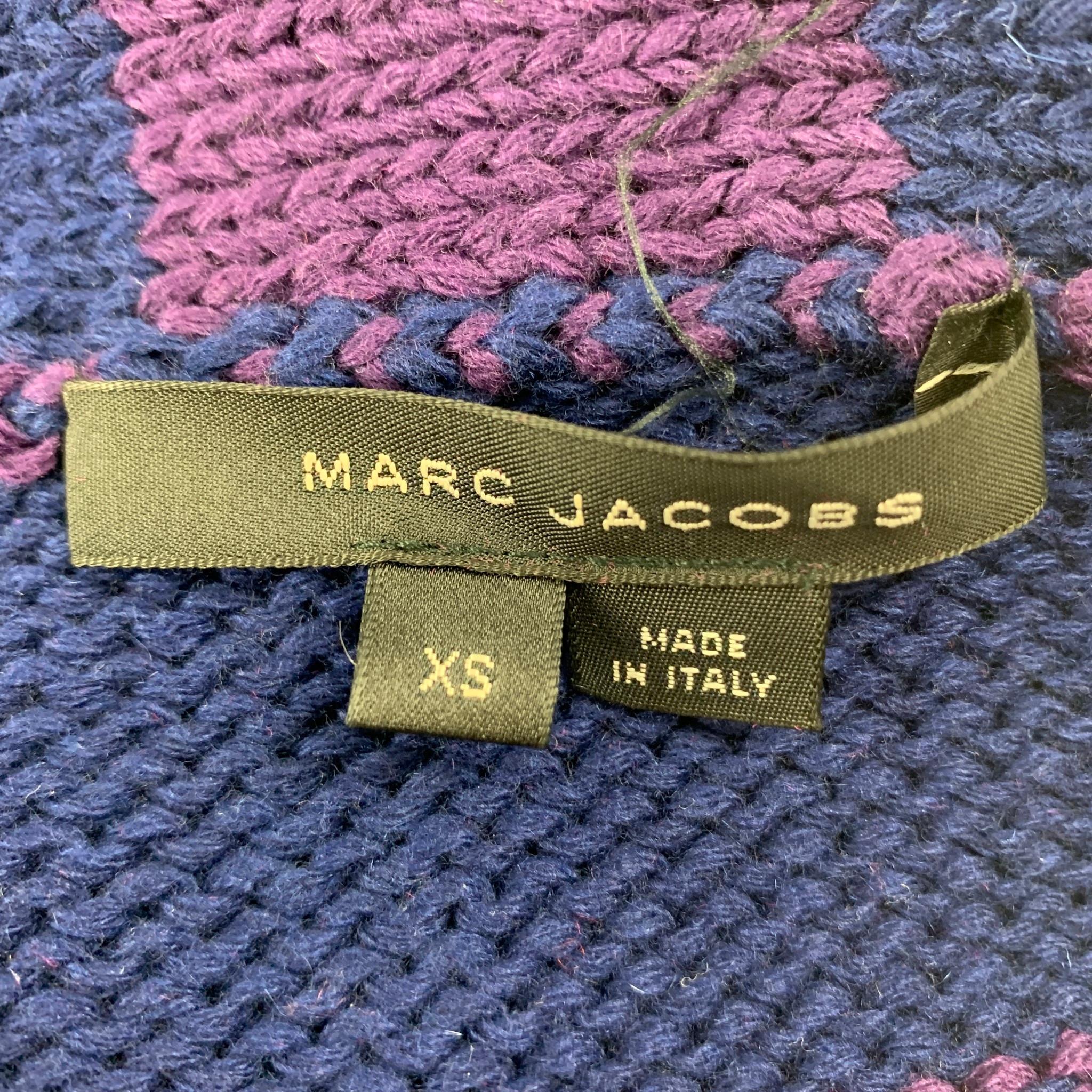 MARC JACOBS Size XS Blue Purple Wool Cashmere Stripe Cardigan 1