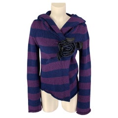 MARC JACOBS Size XS Blue Purple Wool Cashmere Stripe Cardigan