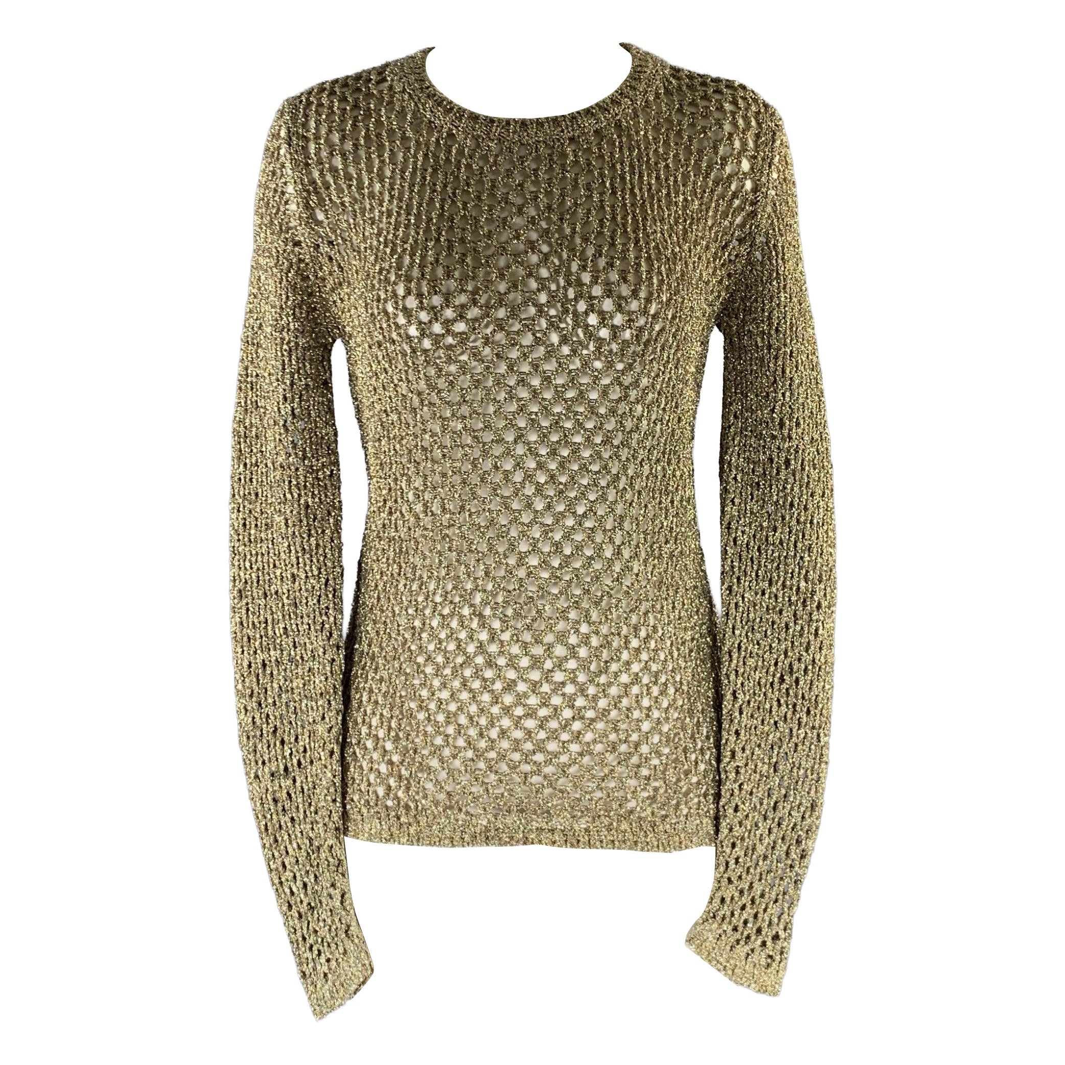 MARC JACOBS Size XS Gold Nylon Crew-Neck Pullover