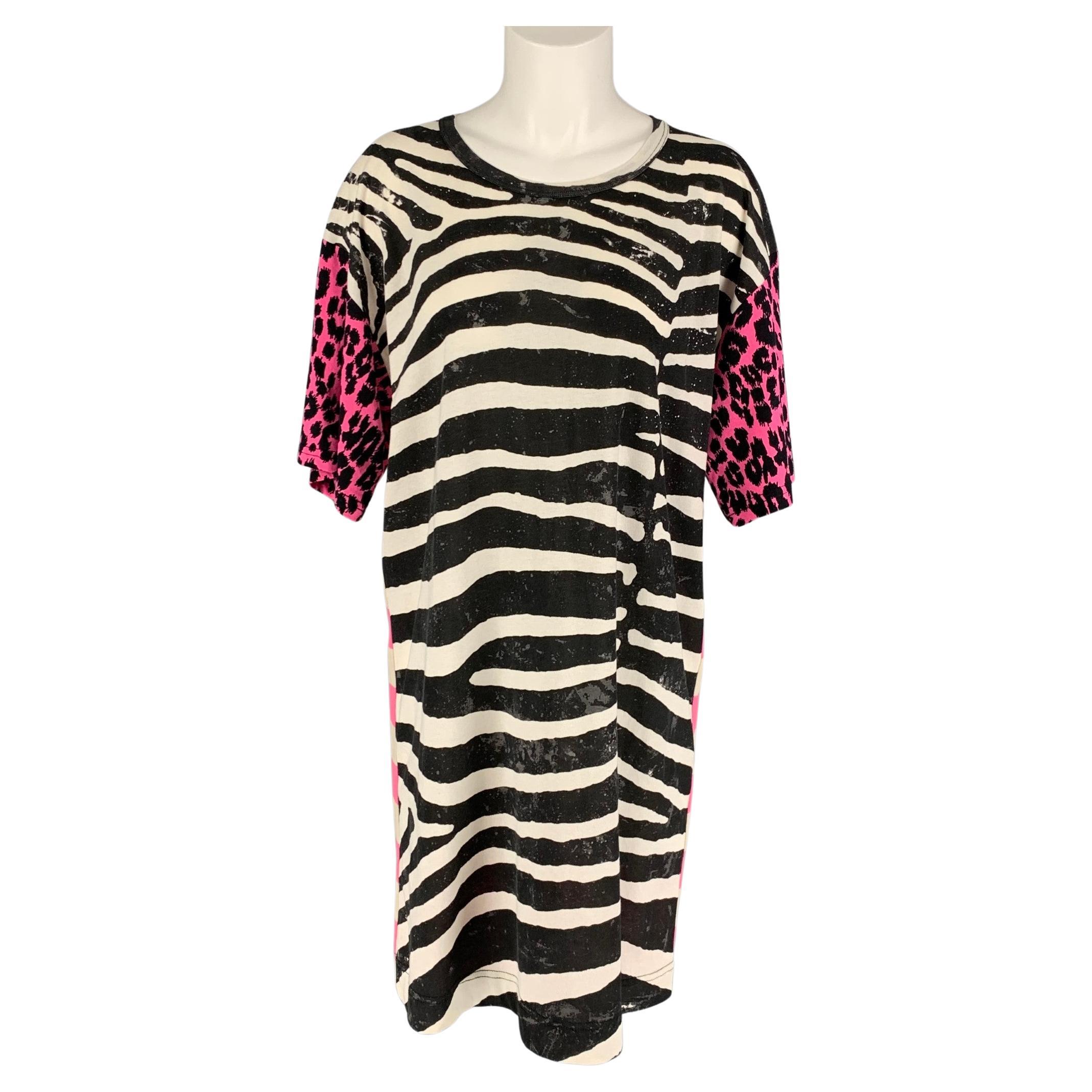 MARC JACOBS Size XS White Pink Black Animal Print T-shirt Dress