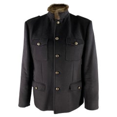MARC JACOBS Size XXL Navy Cashmere Military Coat