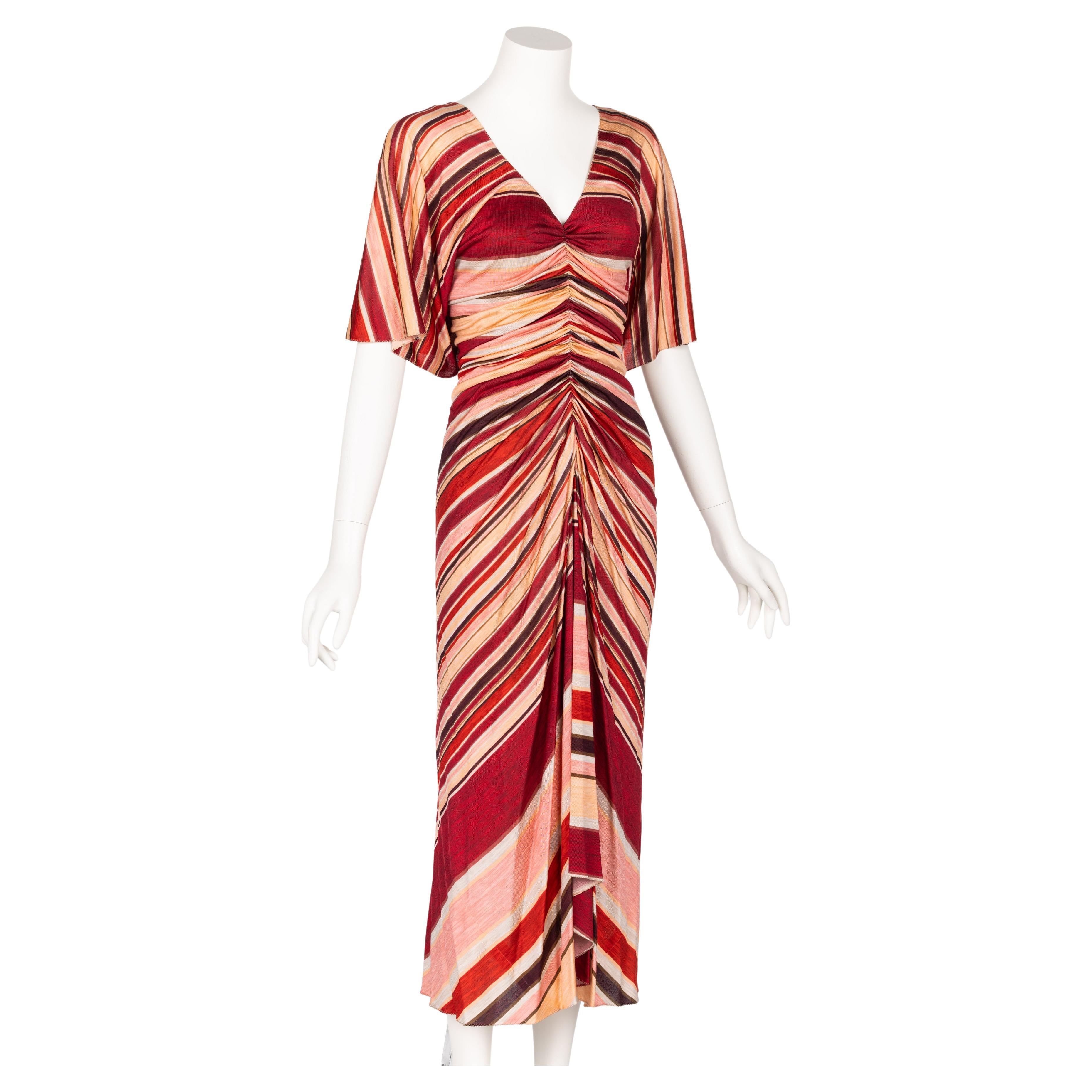 Marc Jacobs Spring 2011 Red & Pink Striped Silk Dress In Excellent Condition For Sale In Boca Raton, FL