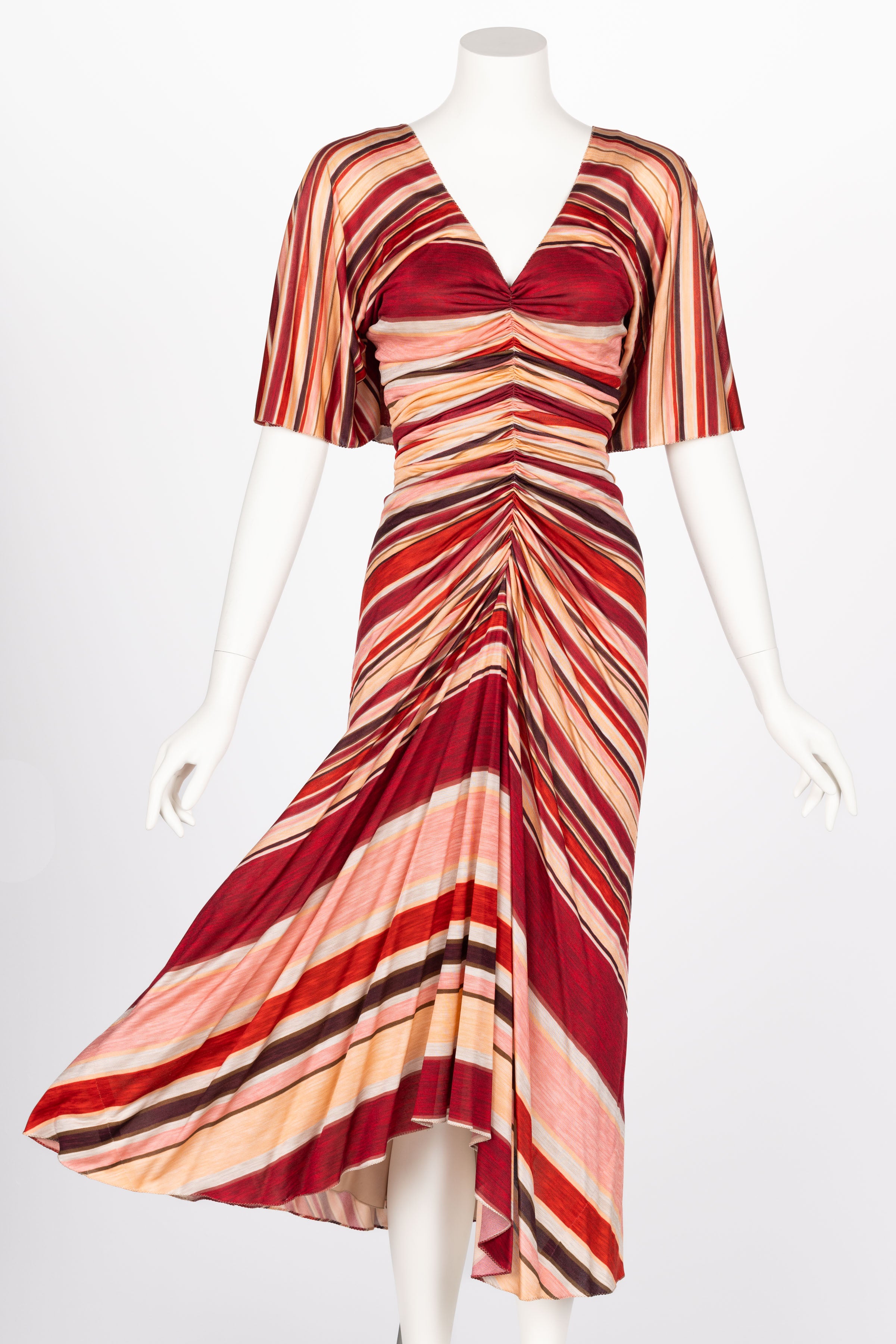 Women's Marc Jacobs Spring 2011 Red & Pink Striped Silk Dress For Sale
