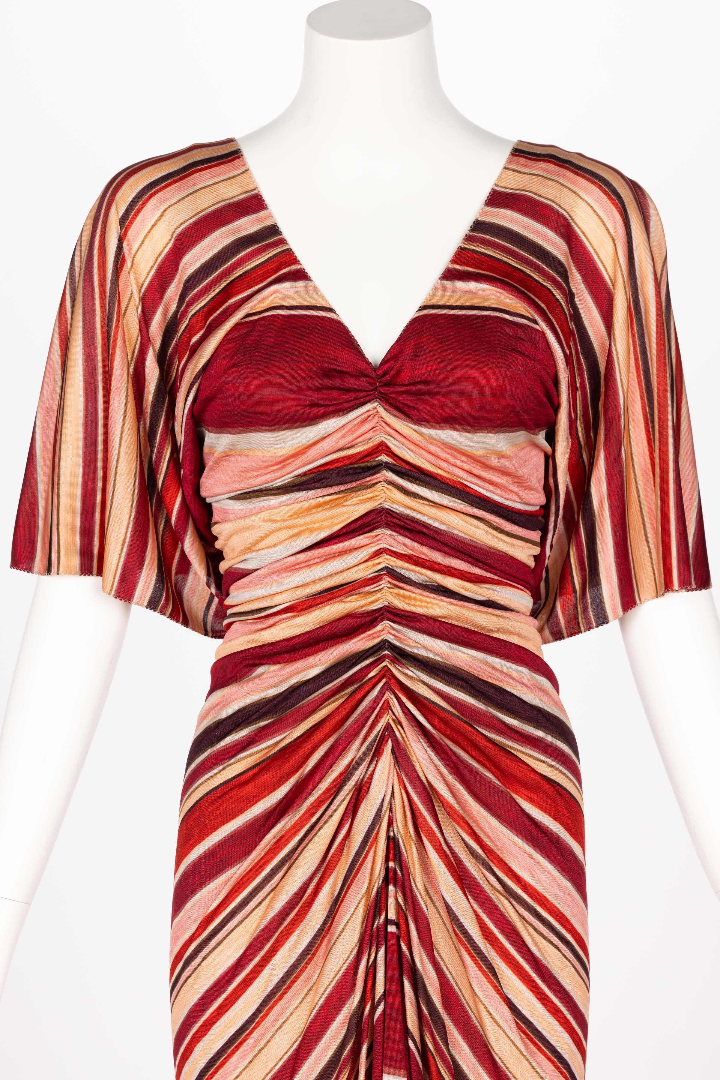 Marc Jacobs Spring 2011 Red & Pink Striped Silk Dress For Sale 5